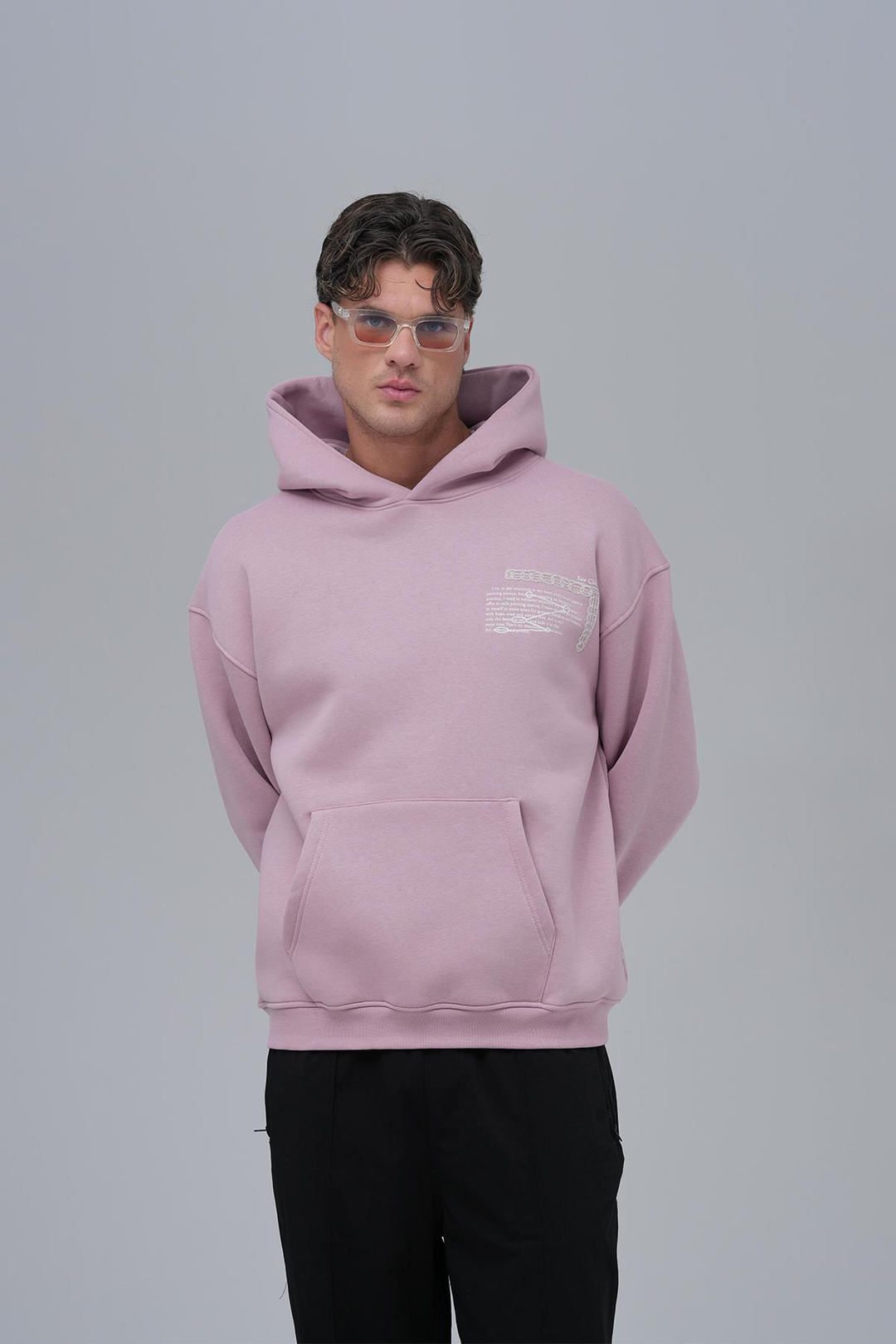 Sacred Geometry Oversize Sweatshirt Erkek Pembe