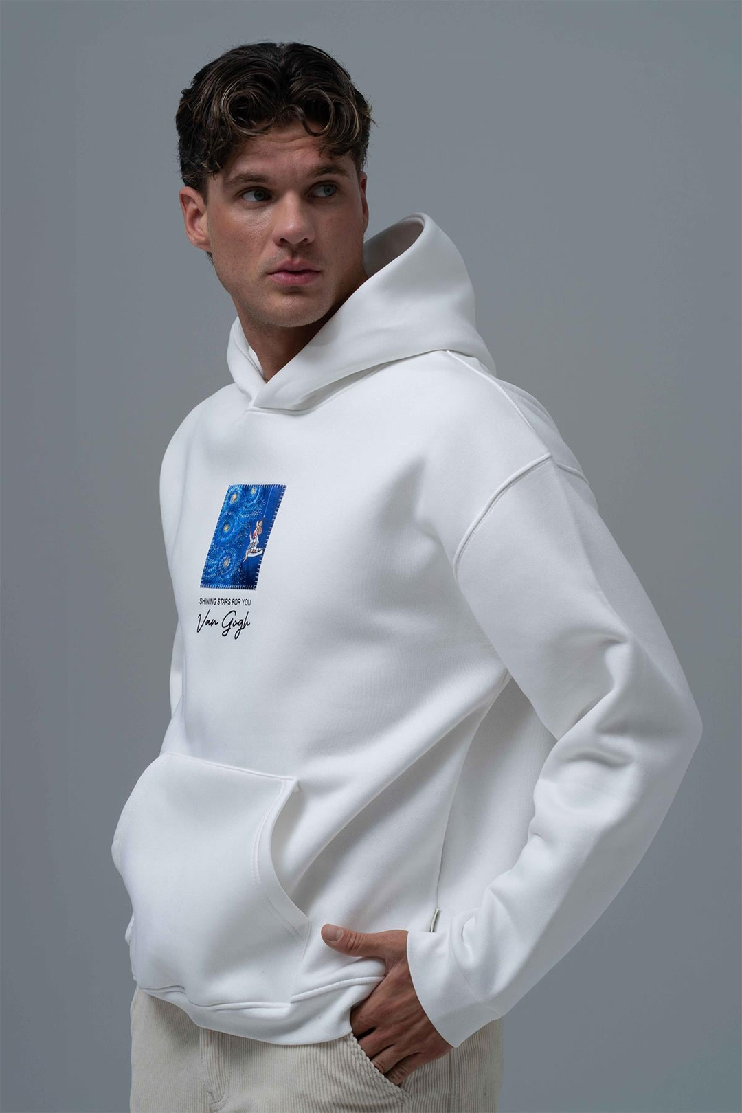 Shining Stars Oversize Sweatshirt Erkek Taş