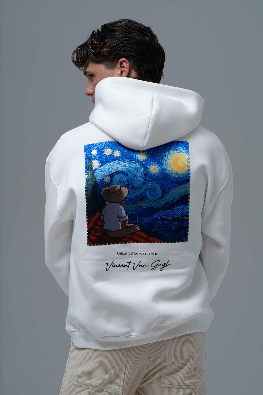 Shining Stars Oversize Sweatshirt Erkek Taş