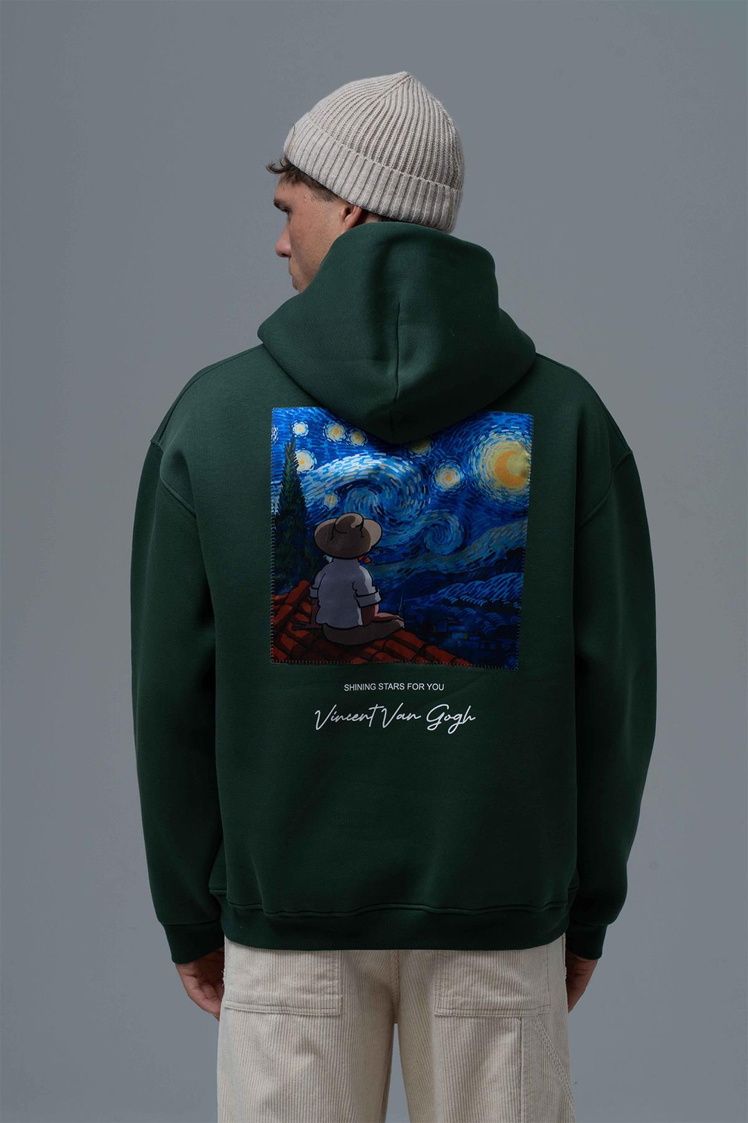 Shining Stars Oversize Sweatshirt Erkek Yeşil