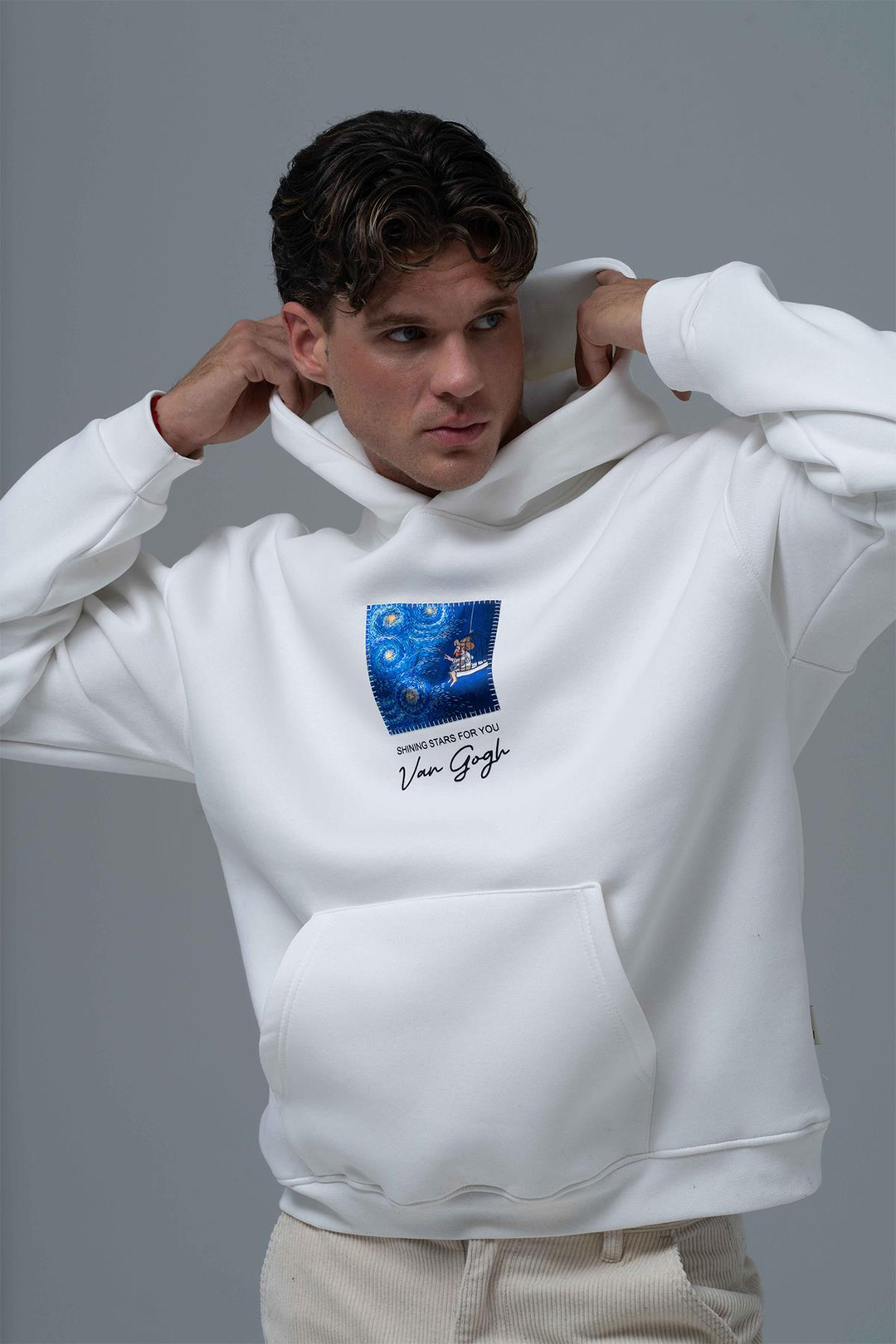 Shining Stars Oversize Sweatshirt Erkek Taş
