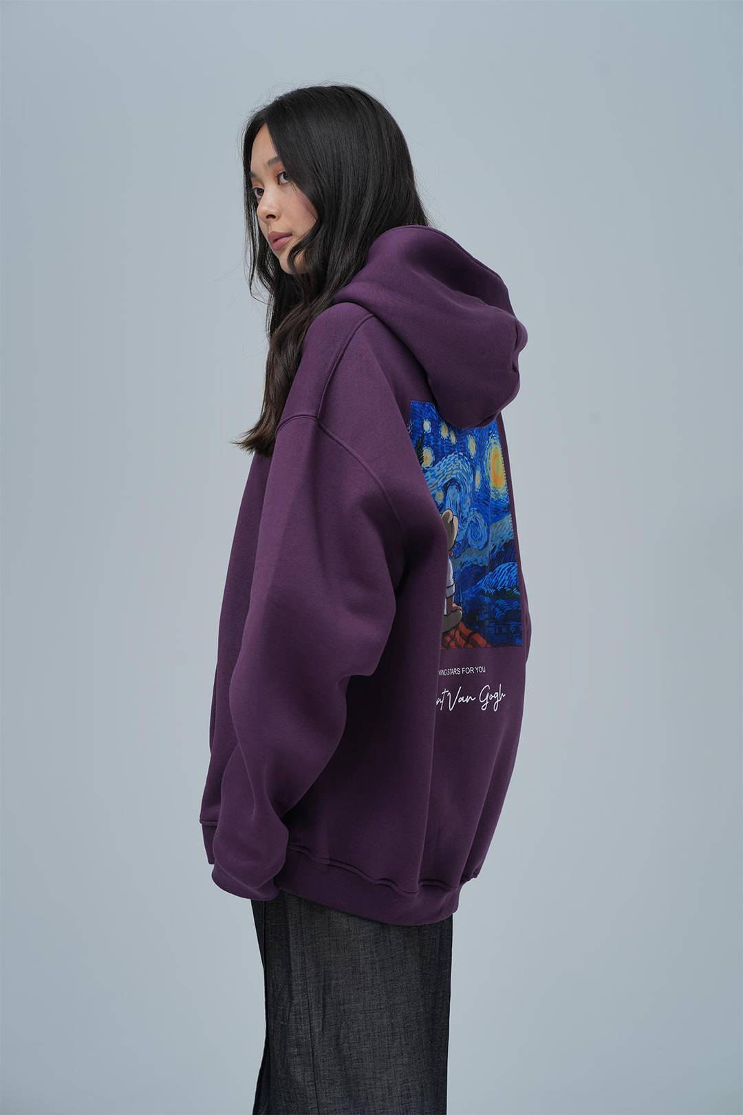 Shining Stars Oversize Sweatshirt Kadın Mor