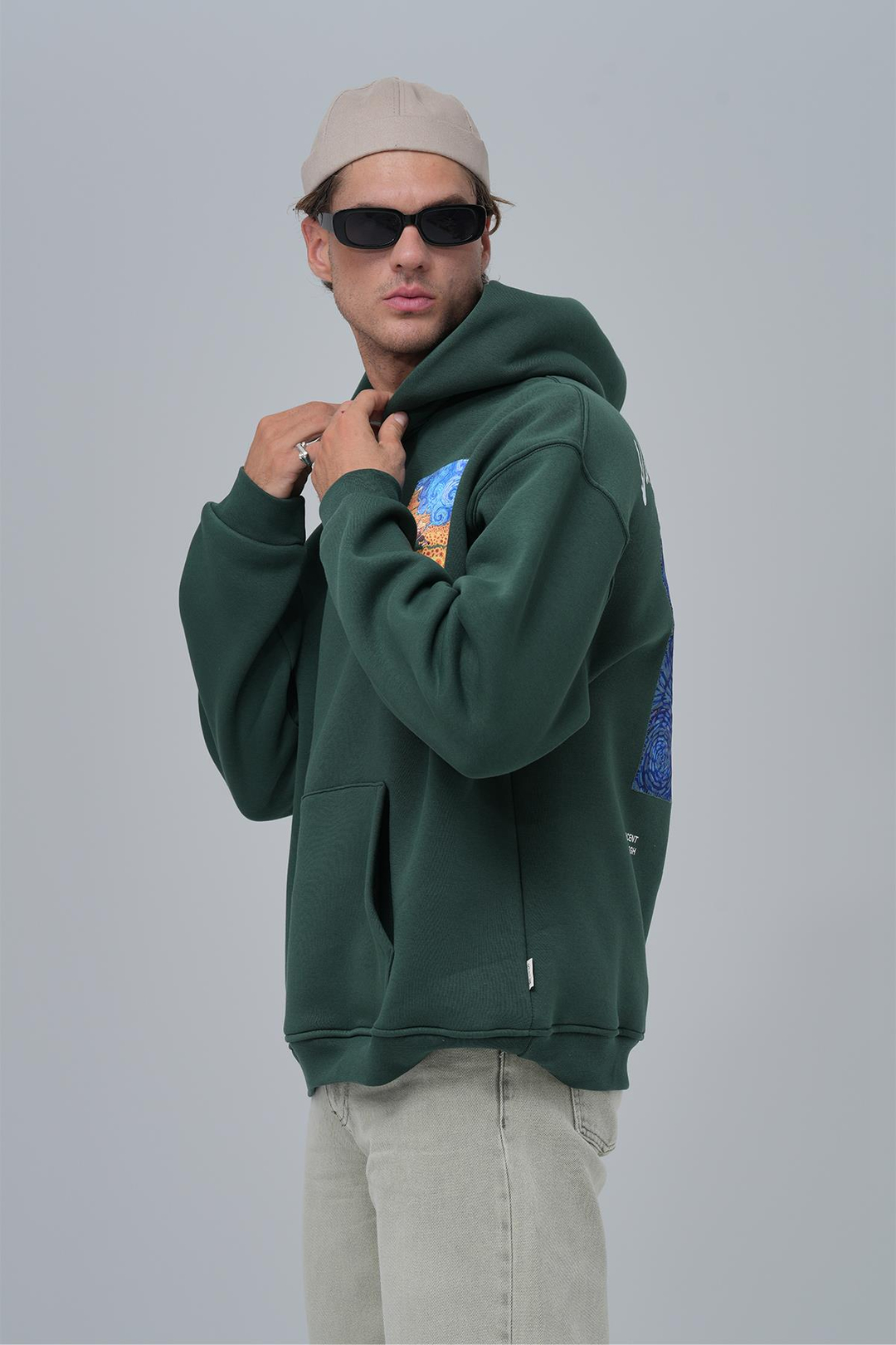 Starry Flow Oversize Sweatshirt Erkek Yeşil
