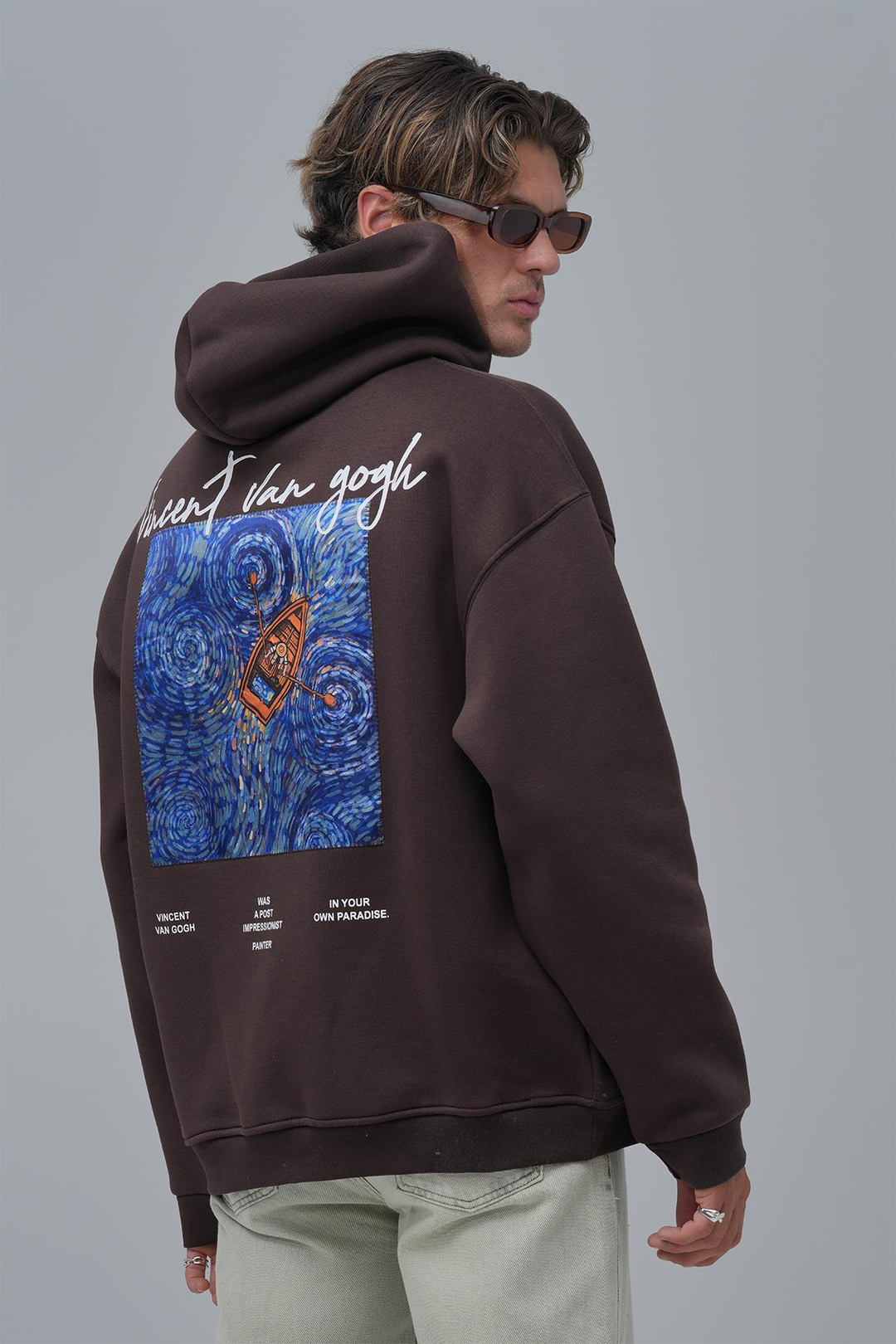 Starry Flow Oversize Sweatshirt Erkek Kahverengi