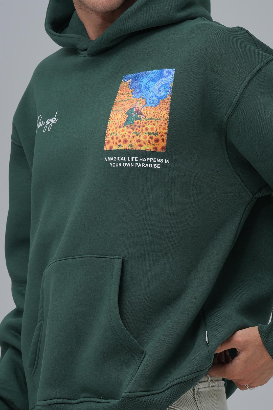 Starry Flow Oversize Sweatshirt Erkek Yeşil