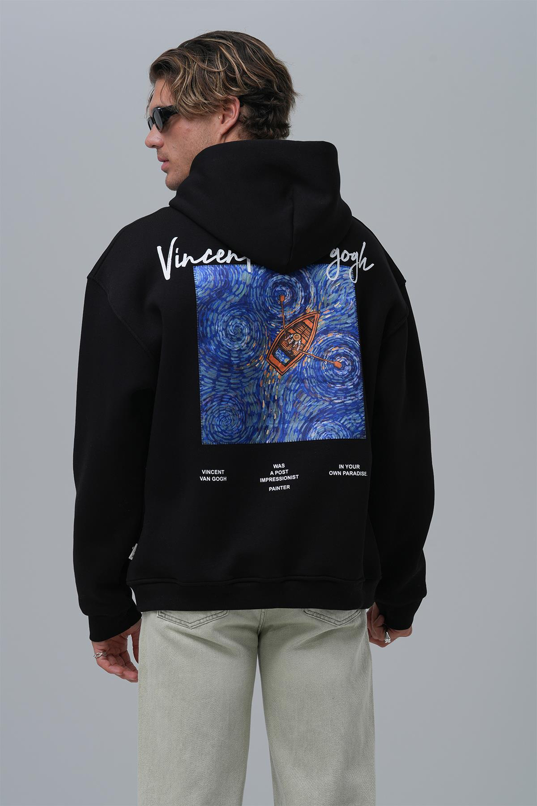 Starry Flow Oversize Sweatshirt Erkek Siyah
