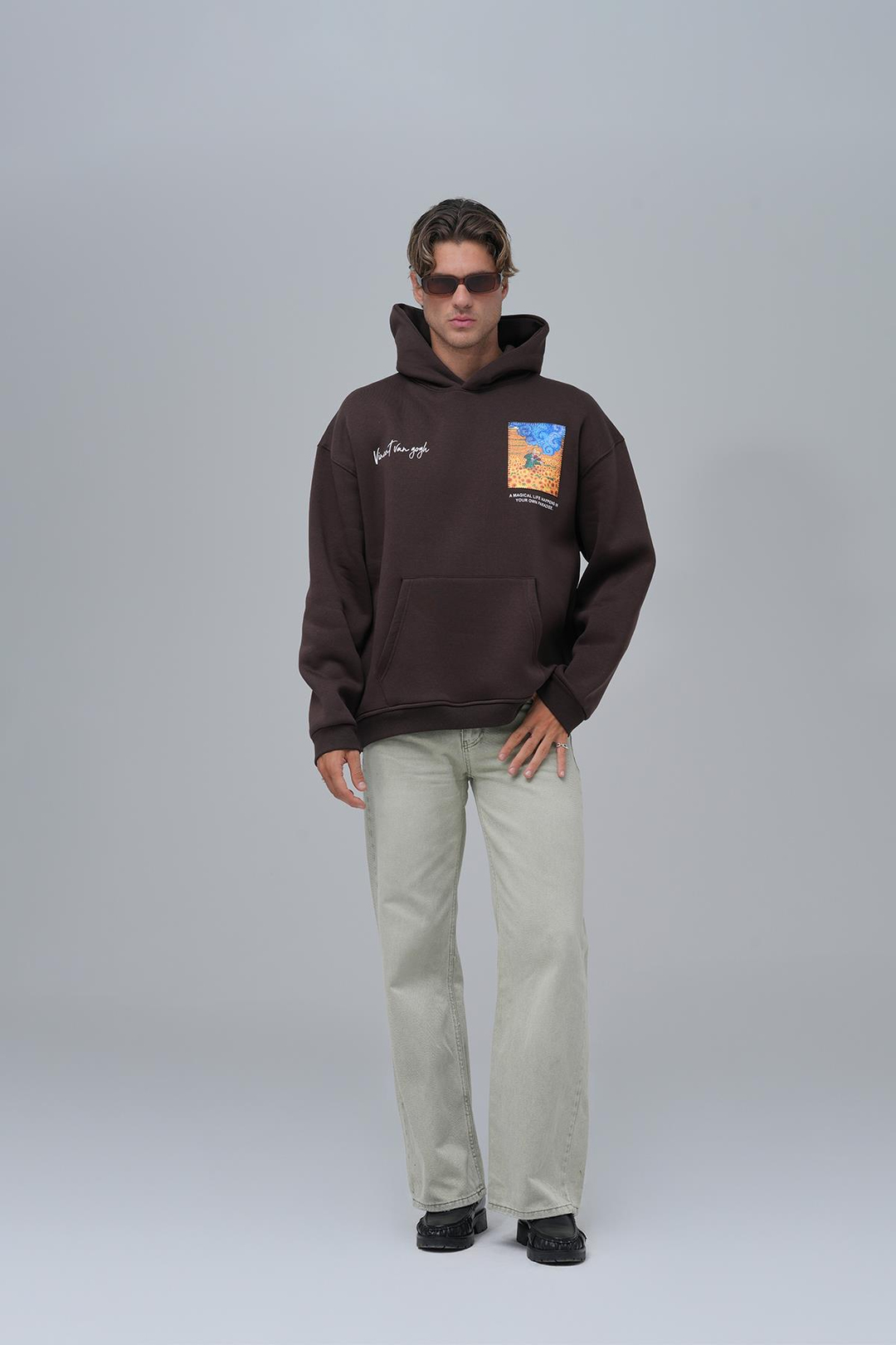 Starry Flow Oversize Sweatshirt Erkek Kahverengi