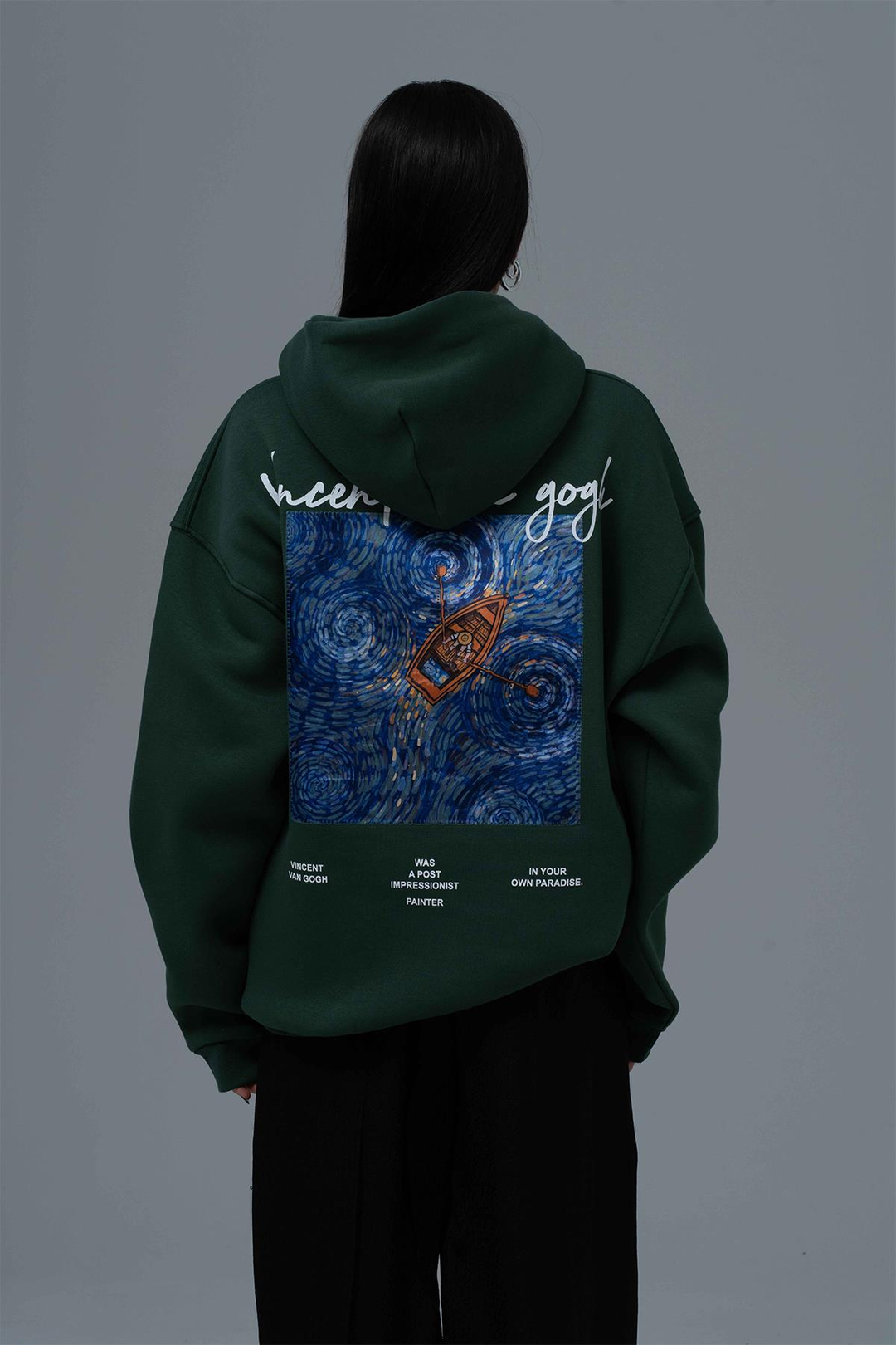Starry Flow Oversize Sweatshirt Kadın Yeşil