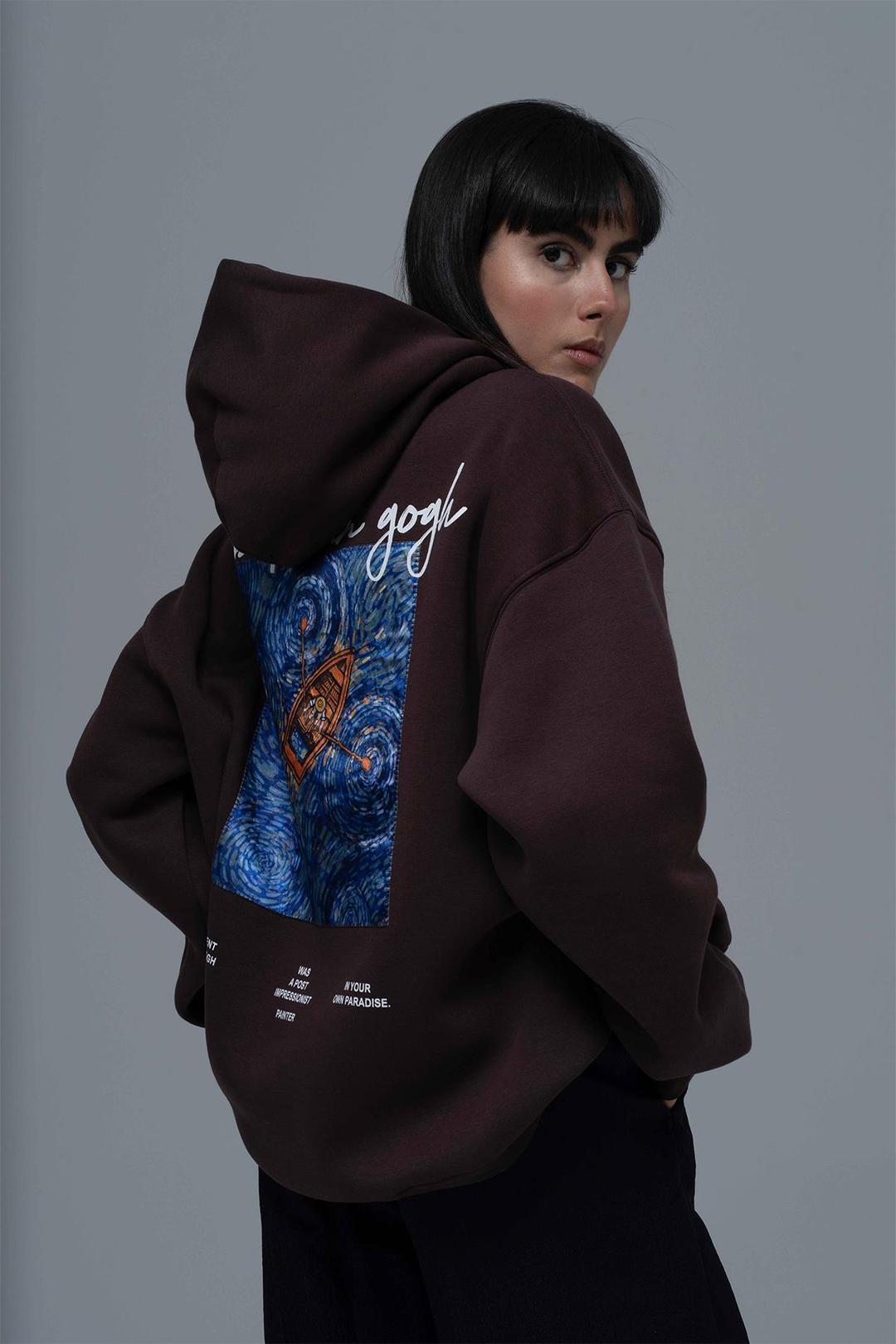 Starry Flow Oversize Sweatshirt Kadın Kahverengi