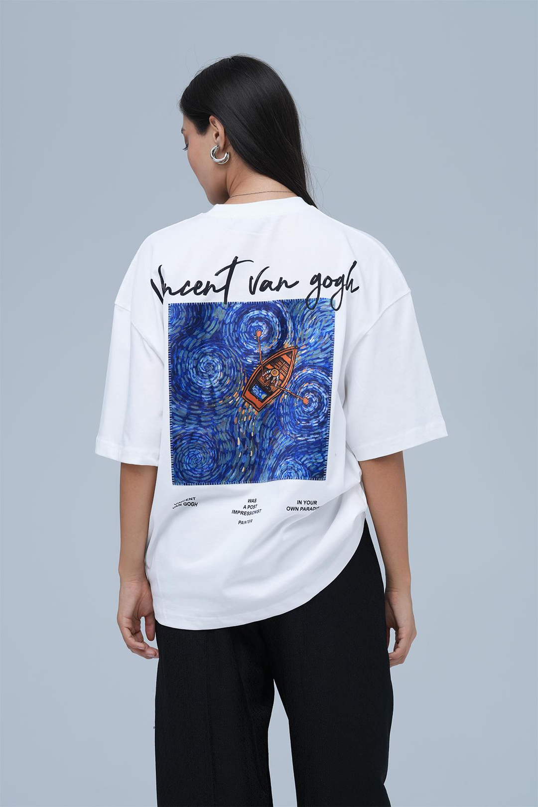 Starry Flow Oversize Tişört Kadın Ekru
