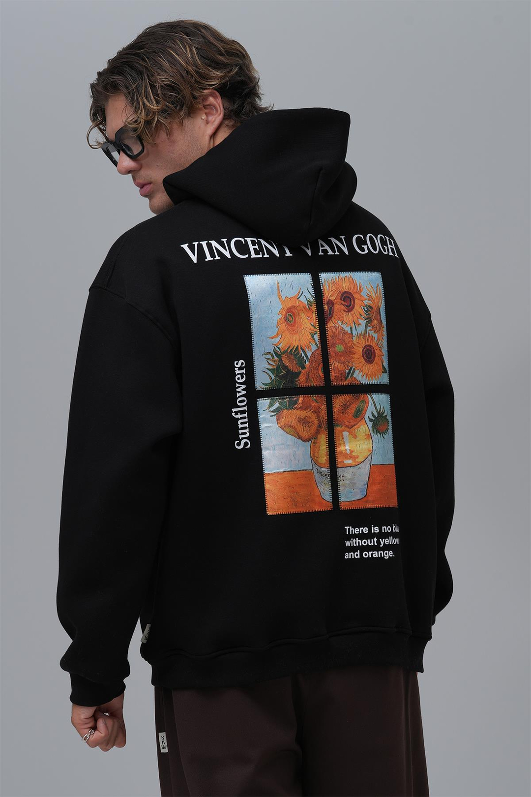 Sunflowers Vincent van Gogh Edition Oversize Sweatshirt Erkek Siyah