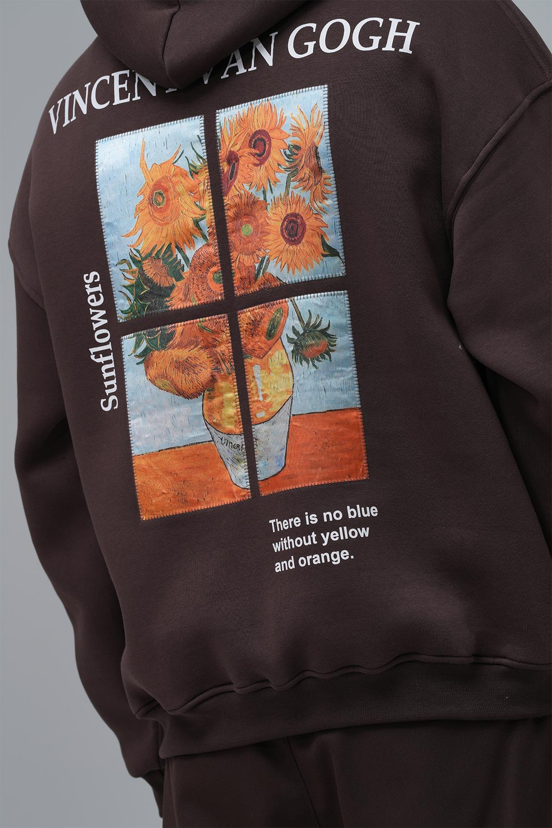 Sunflowers Vincent van Gogh Edition Oversize Sweatshirt Erkek Kahverengi