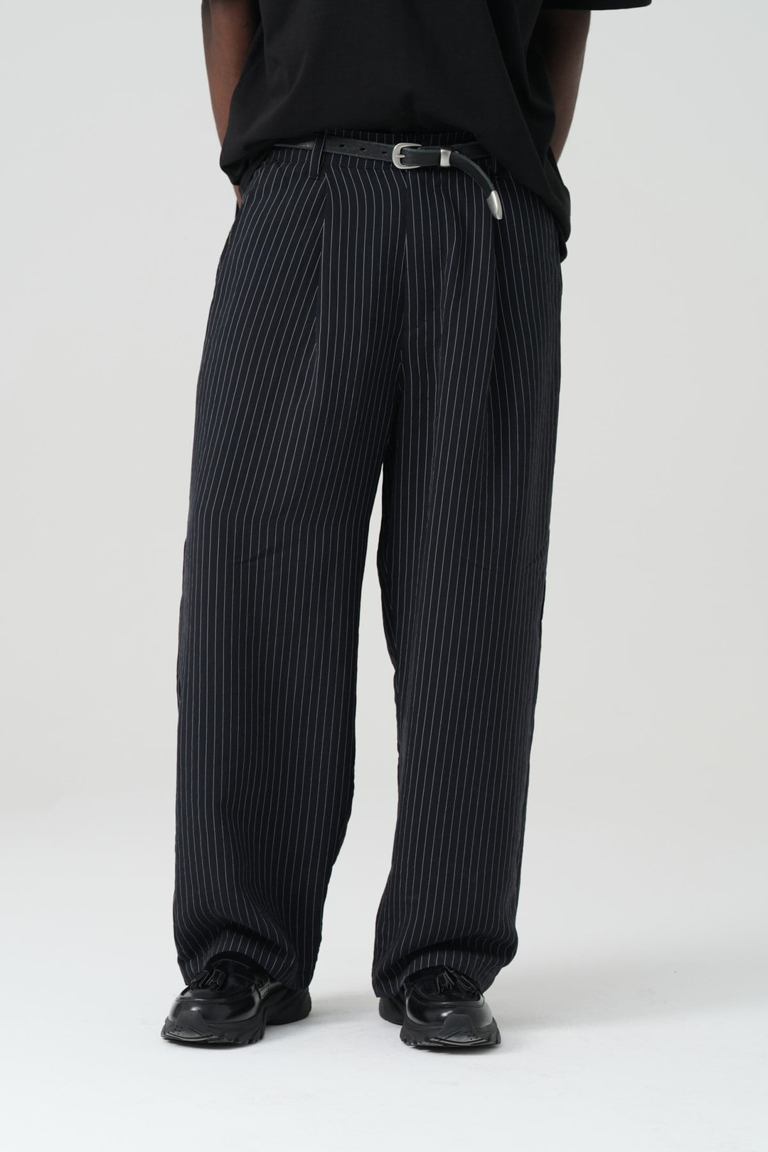 Tailor Stripe Relaxed Fit Erkek Pantolon Siyah