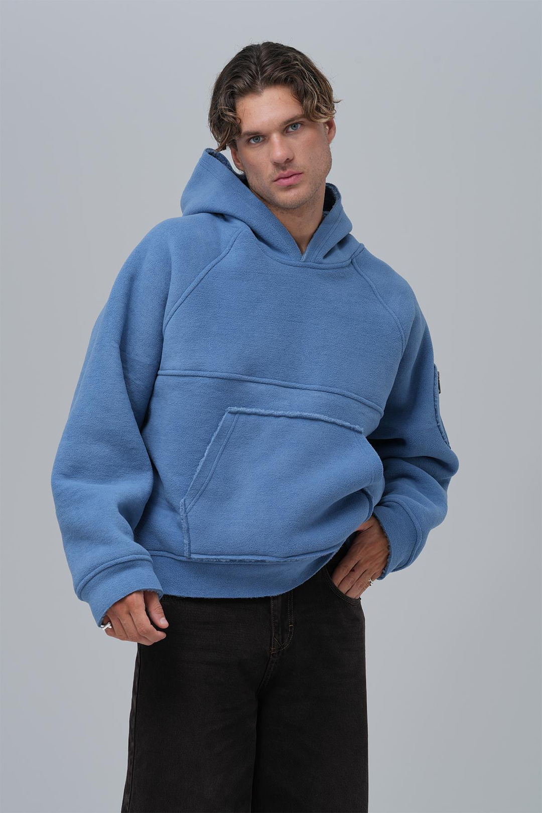 Time Of Choose Oversize Welsoft Sweatshirt Erkek Mavi