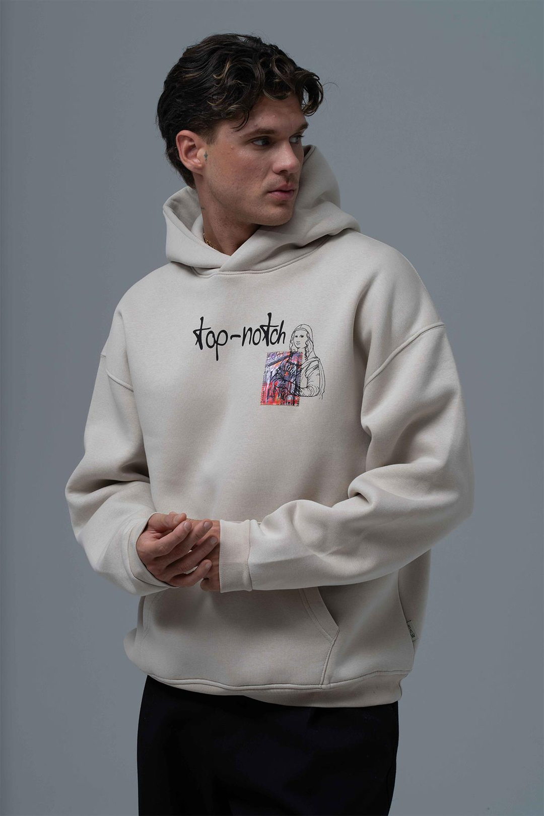 Top-Notch Oversize Sweatshirt Erkek Ekru
