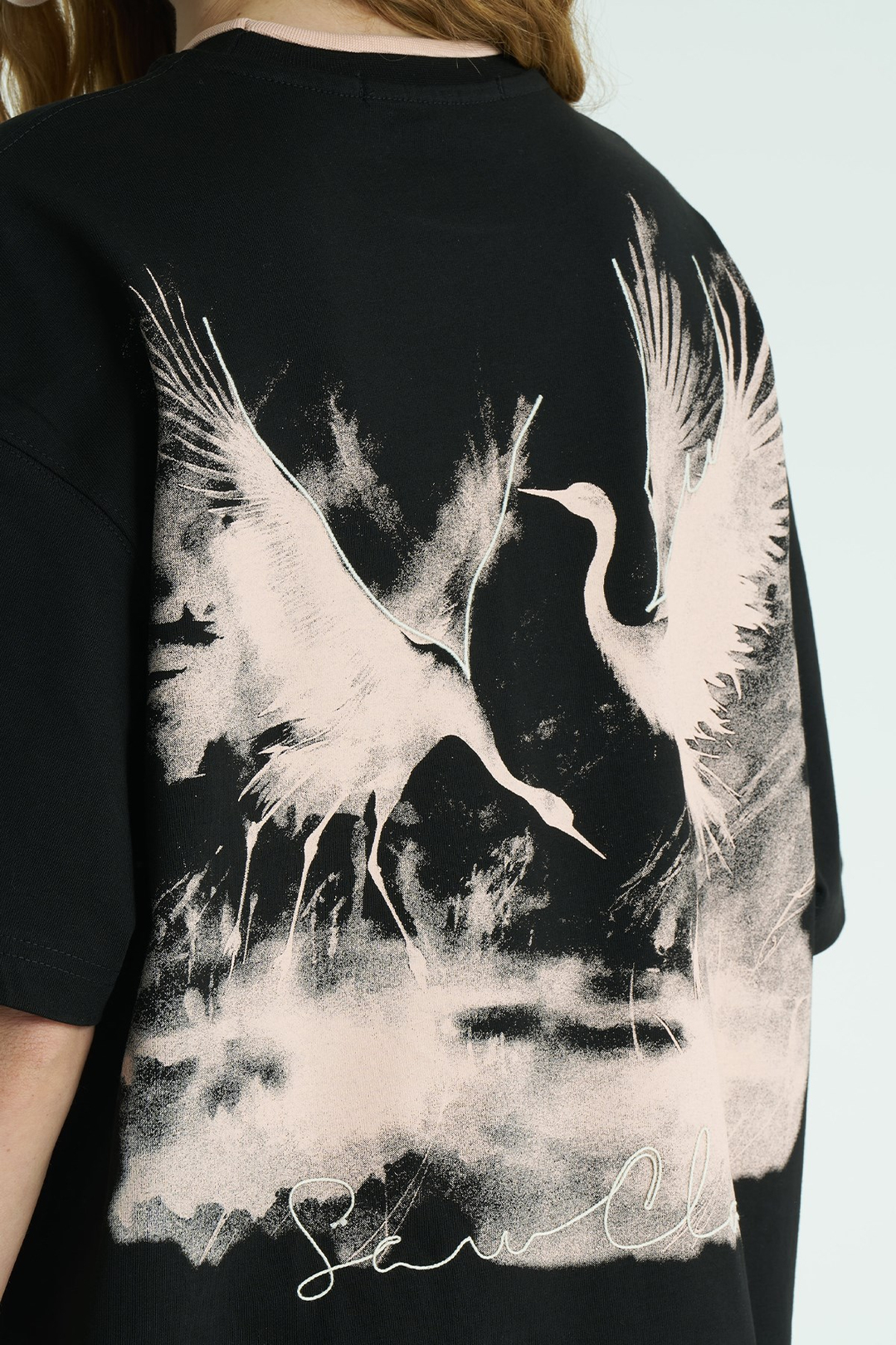 Tsuru Oversize Kadın Tişört Siyah