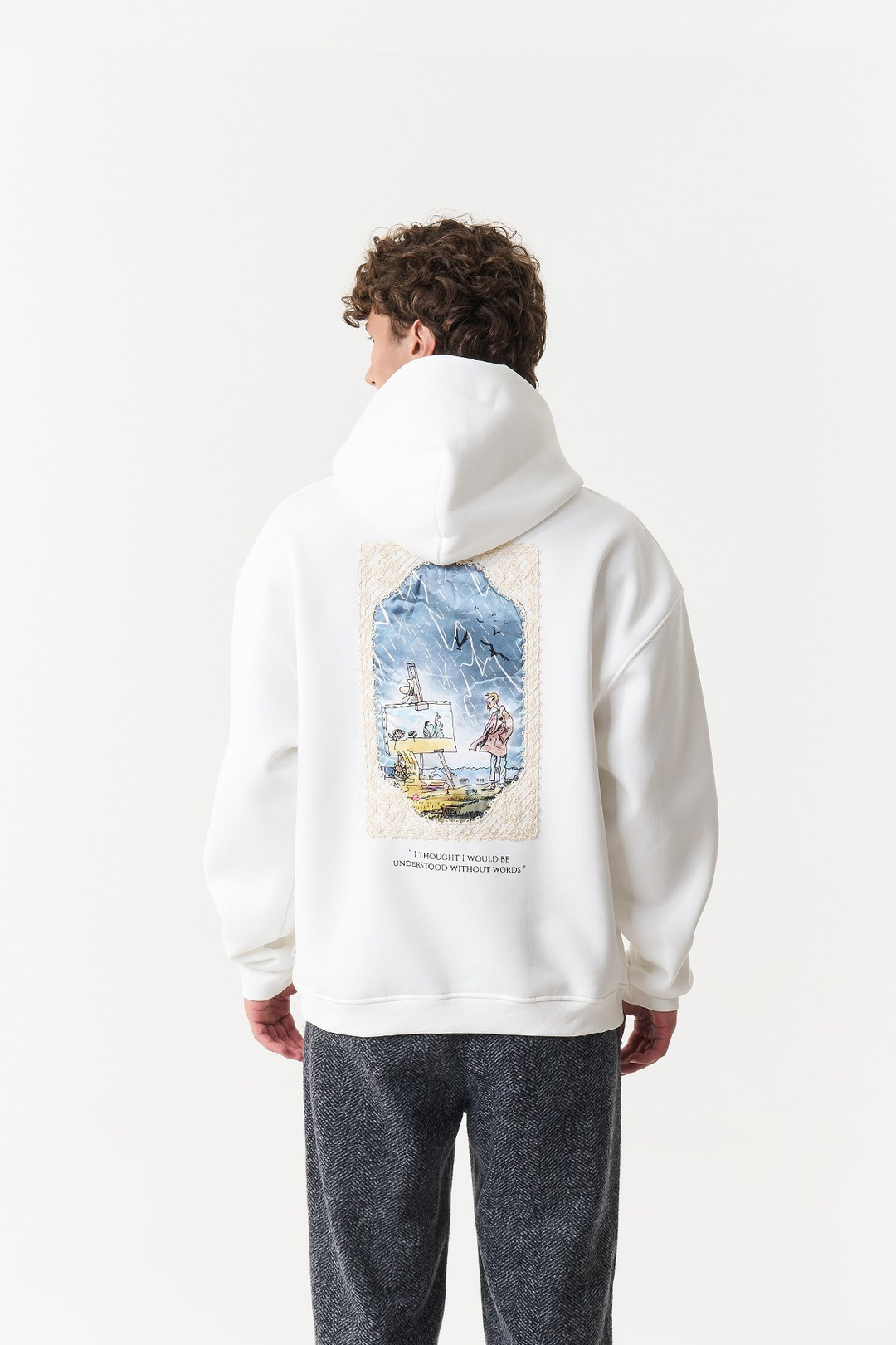 Unspoken Canvas Oversize Erkek Sweatshirt Ekru