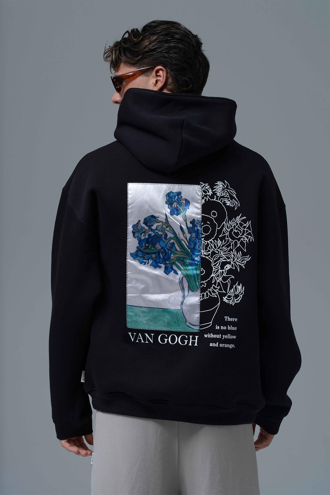 Van Gogh Irises Oversize Sweatshirt Erkek Siyah