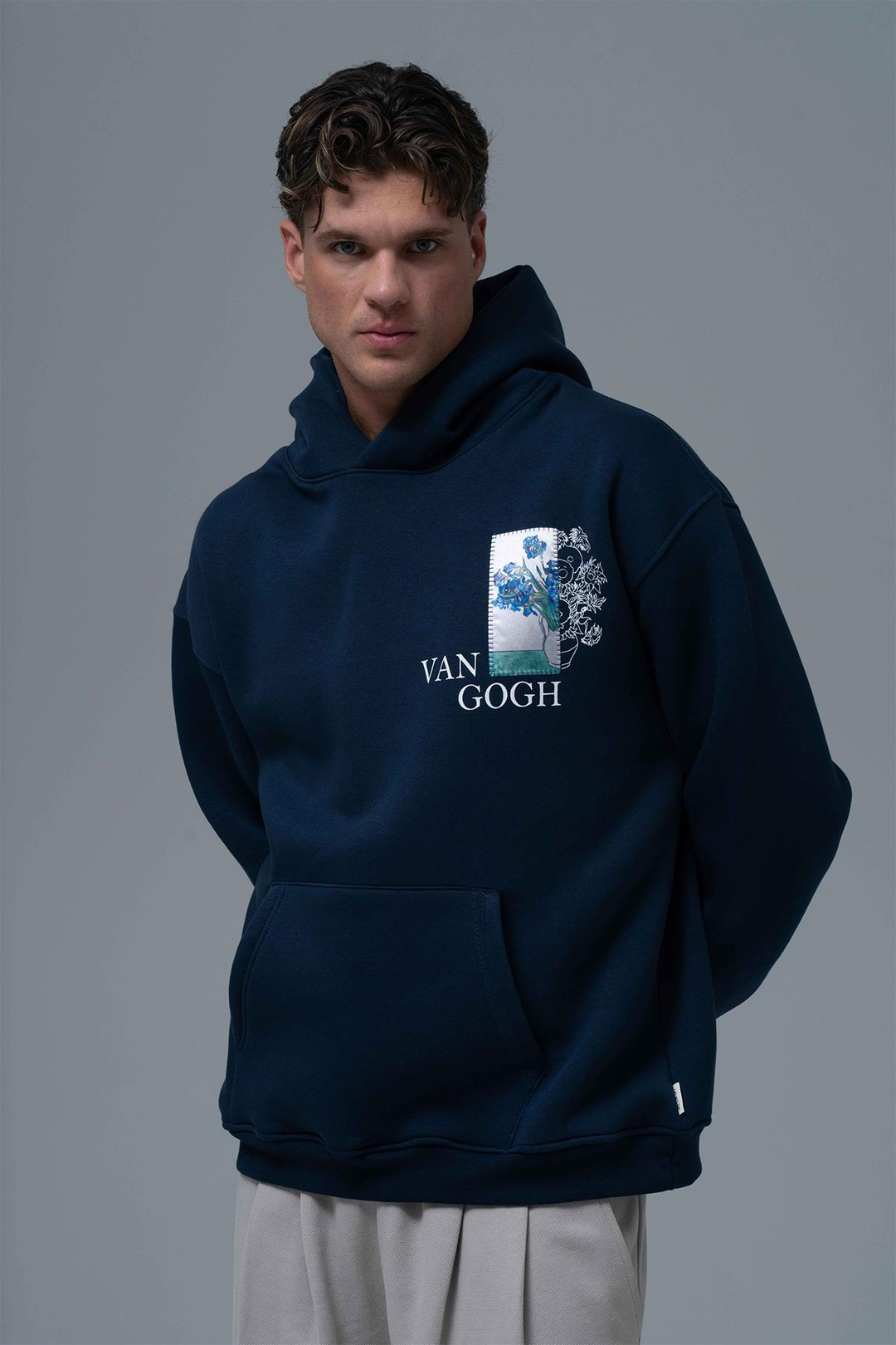 Van Gogh Irises Oversize Sweatshirt Erkek İndigo
