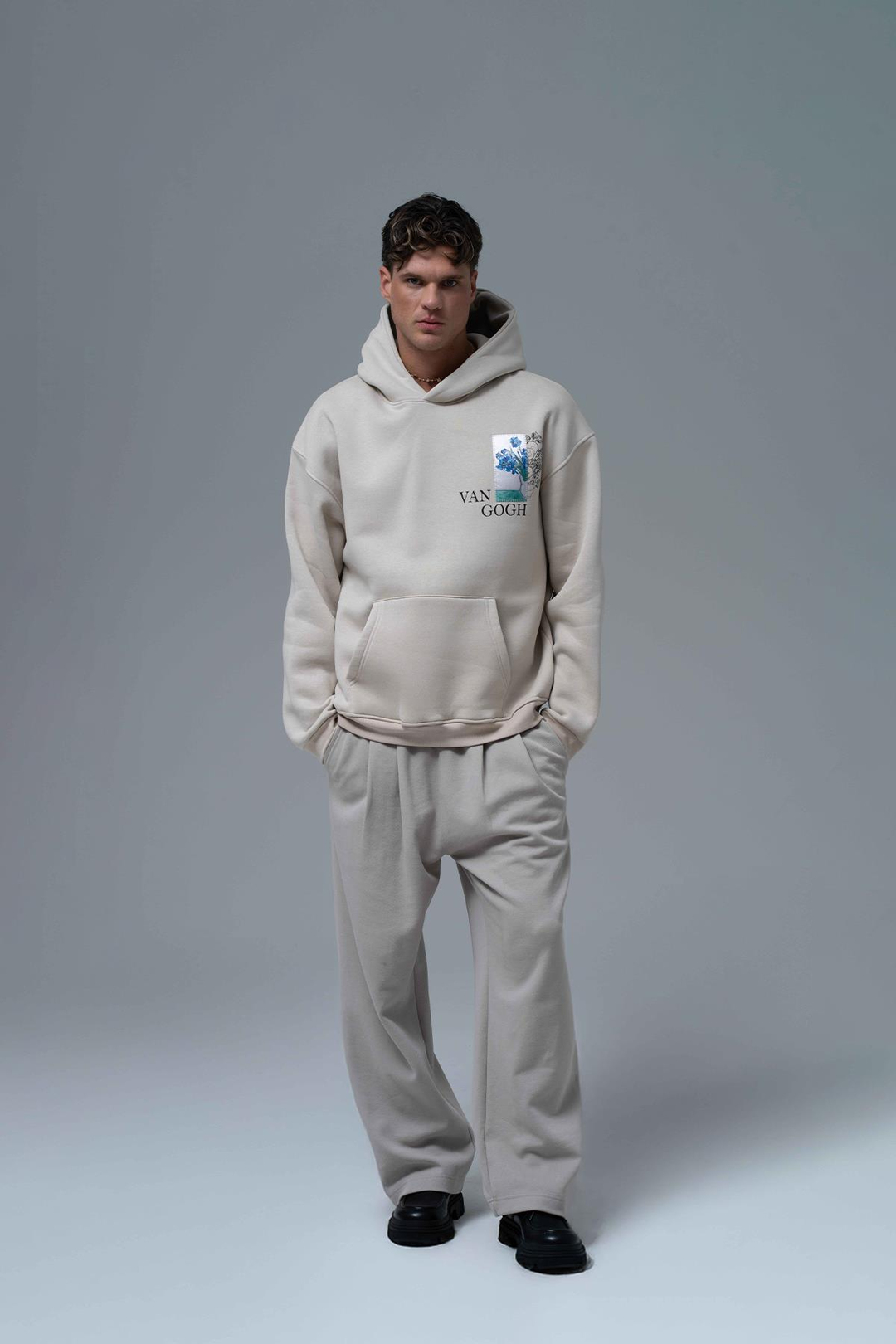 Van Gogh Irises Oversize Sweatshirt Erkek Ekru
