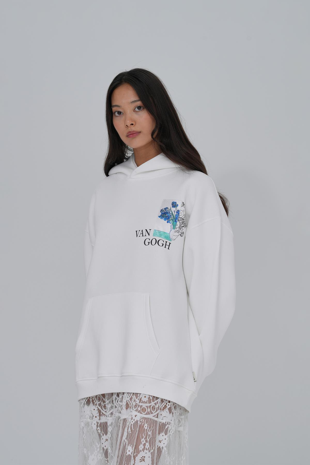 Van Gogh Irises Oversize Sweatshirt Kadın Taş