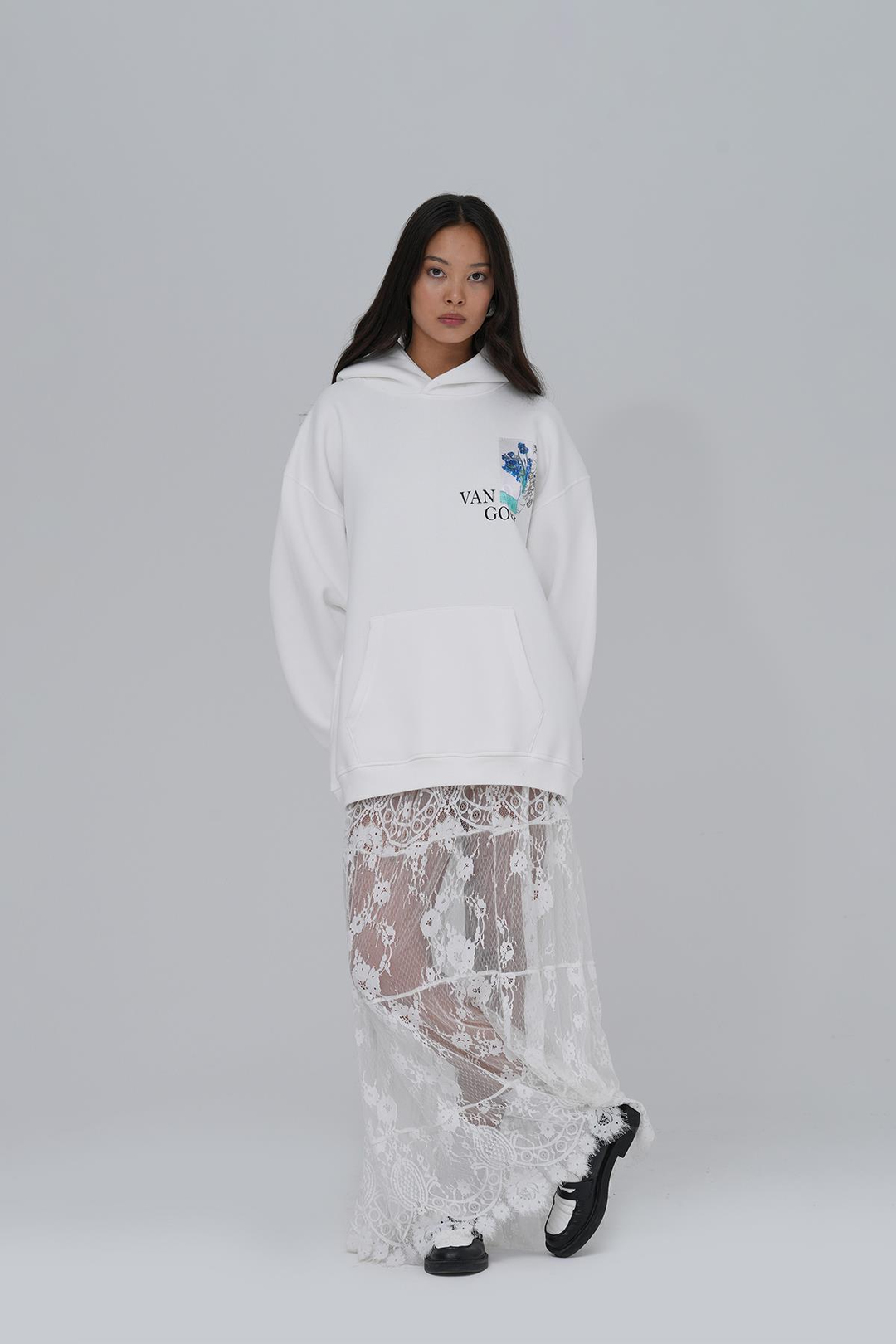 Van Gogh Irises Oversize Sweatshirt Kadın Taş