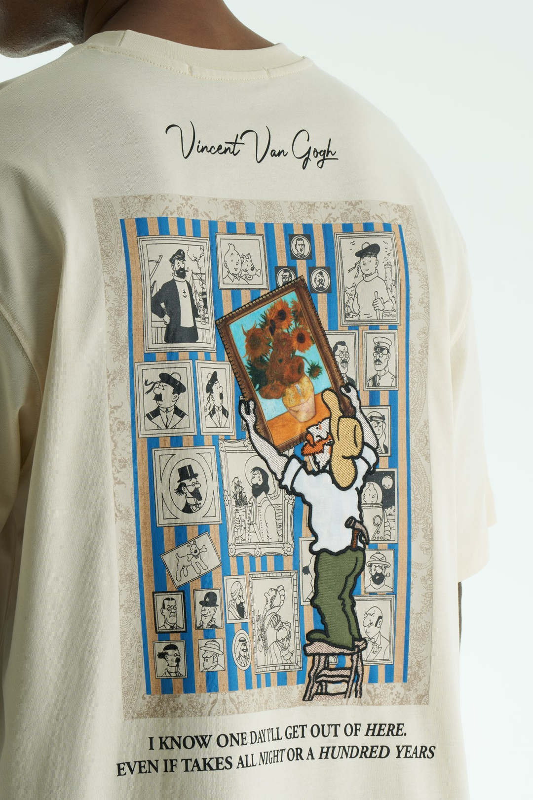 Van Gogh Muse Oversize Erkek Tişört Stone