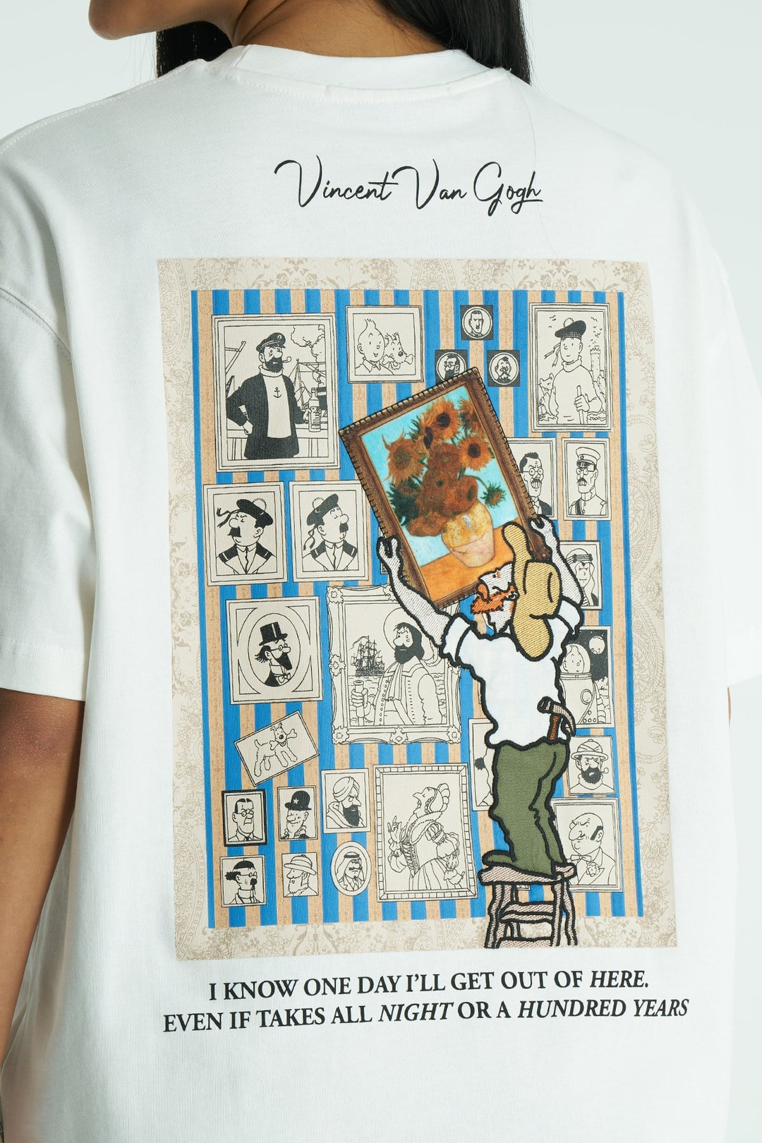Van Gogh Muse Oversize Kadın Tişört Ekru
