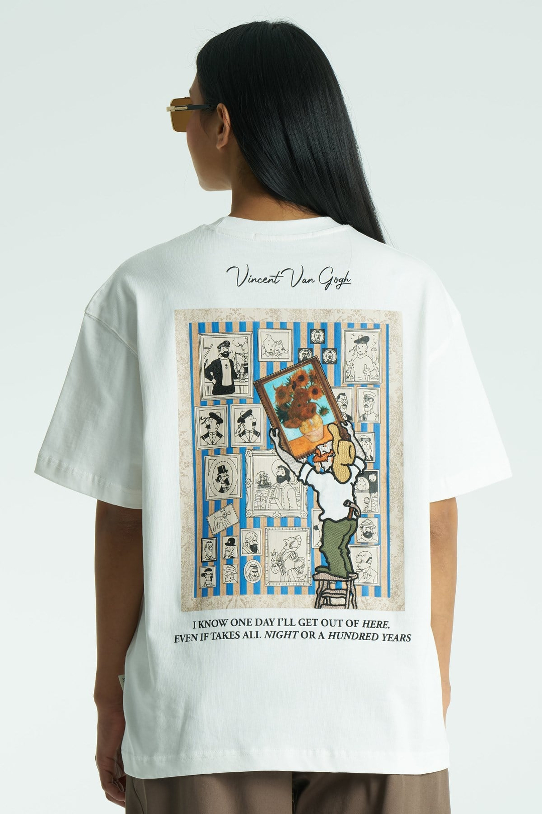 Van Gogh Muse Oversize Kadın Tişört Ekru