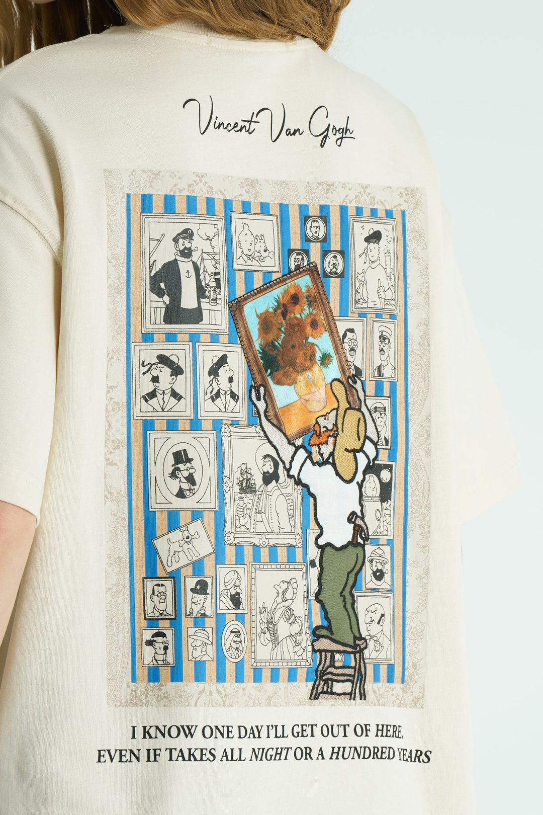 Van Gogh Muse Oversize Kadın Tişört Stone