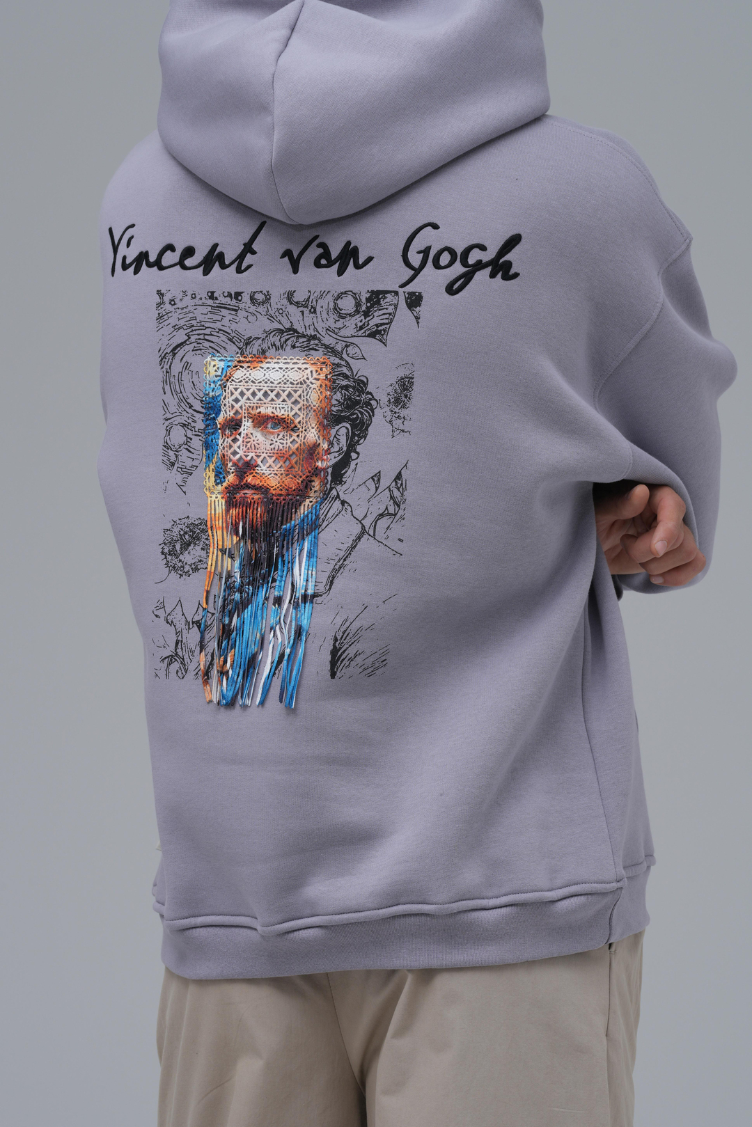Van Gogh Threads Oversize Sweatshirt Erkek Gri