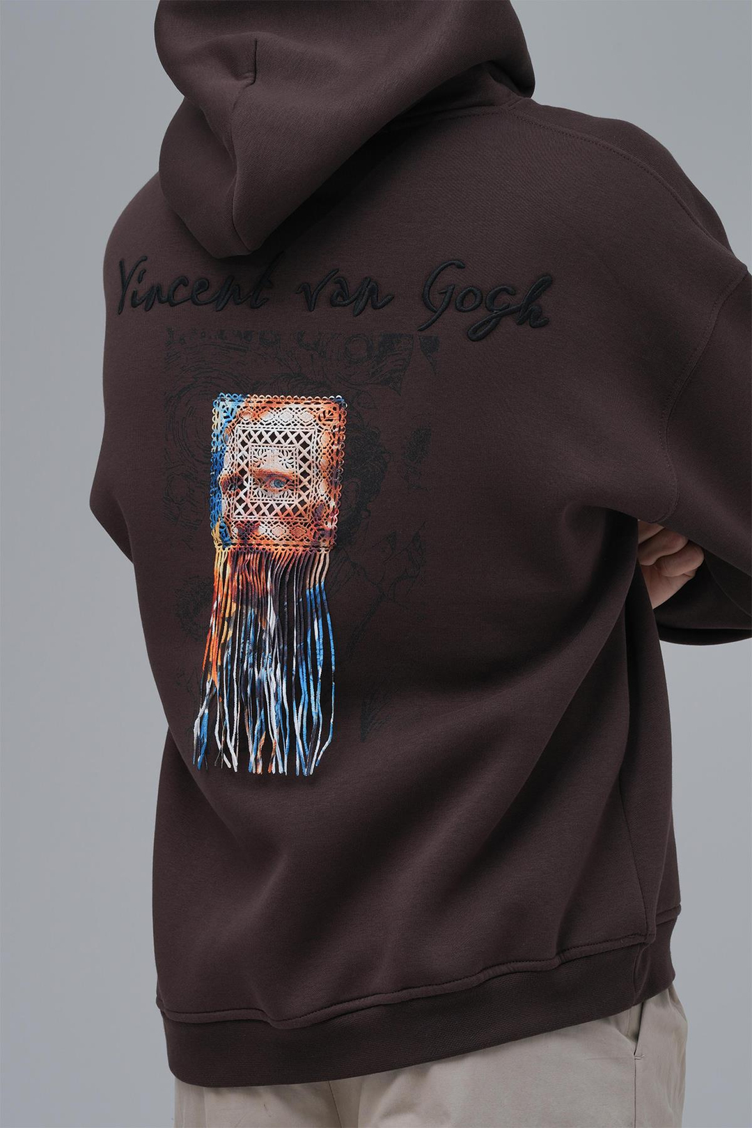 Van Gogh Threads Oversize Sweatshirt Erkek Kahverengi