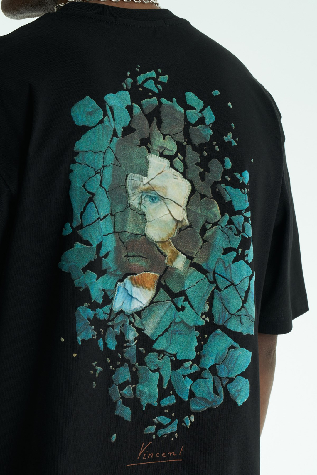 Vincent Fragment Oversize Erkek Tişört Siyah