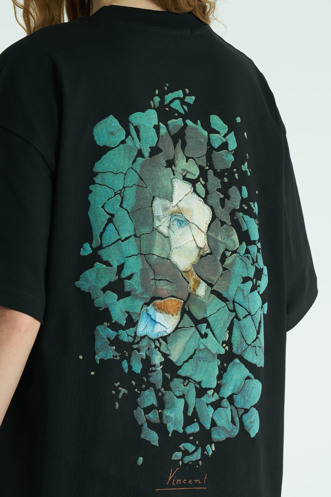 Vincent Fragment Oversize Kadın Tişört Siyah