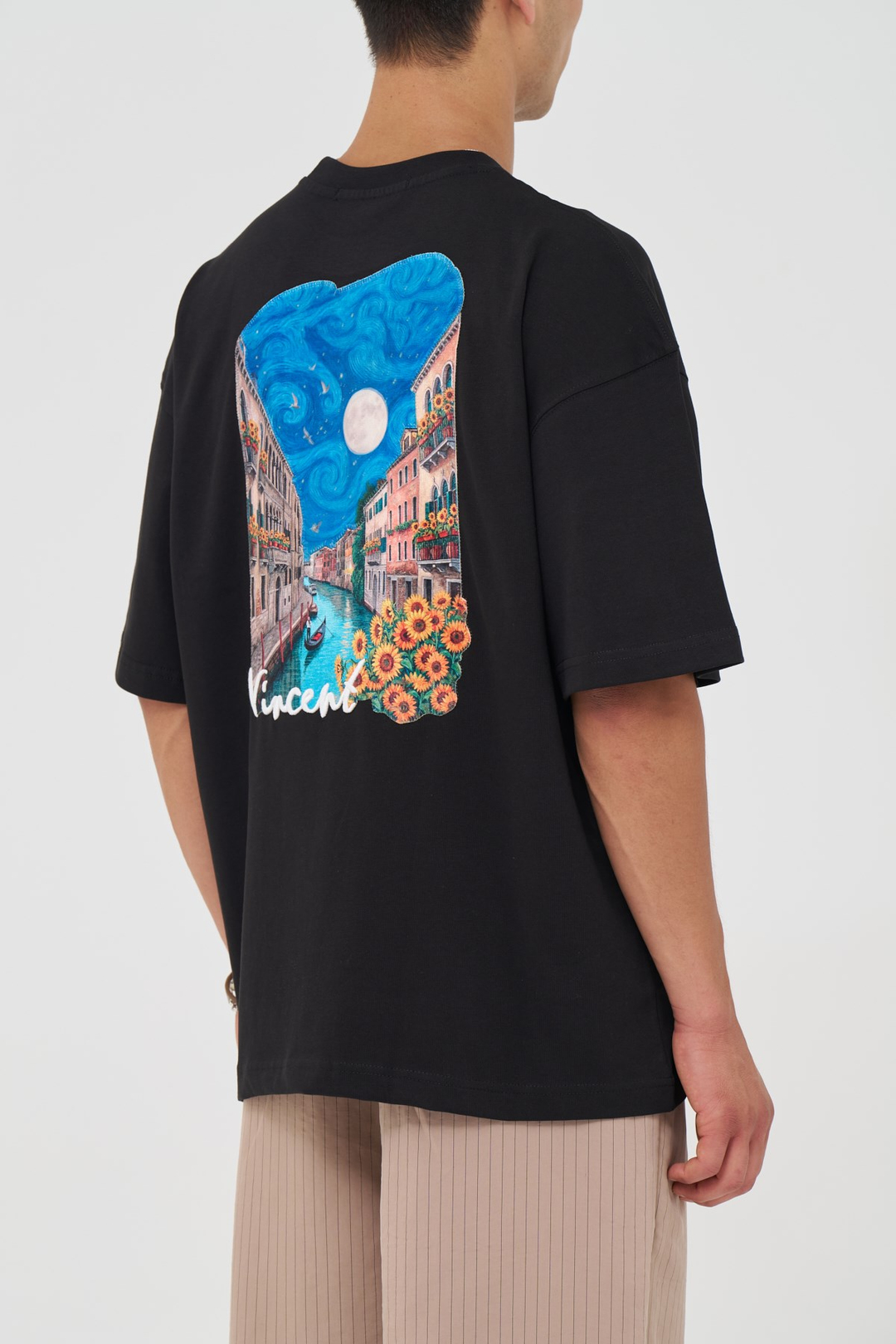Vincent Venice Oversize Erkek Tişört Siyah
