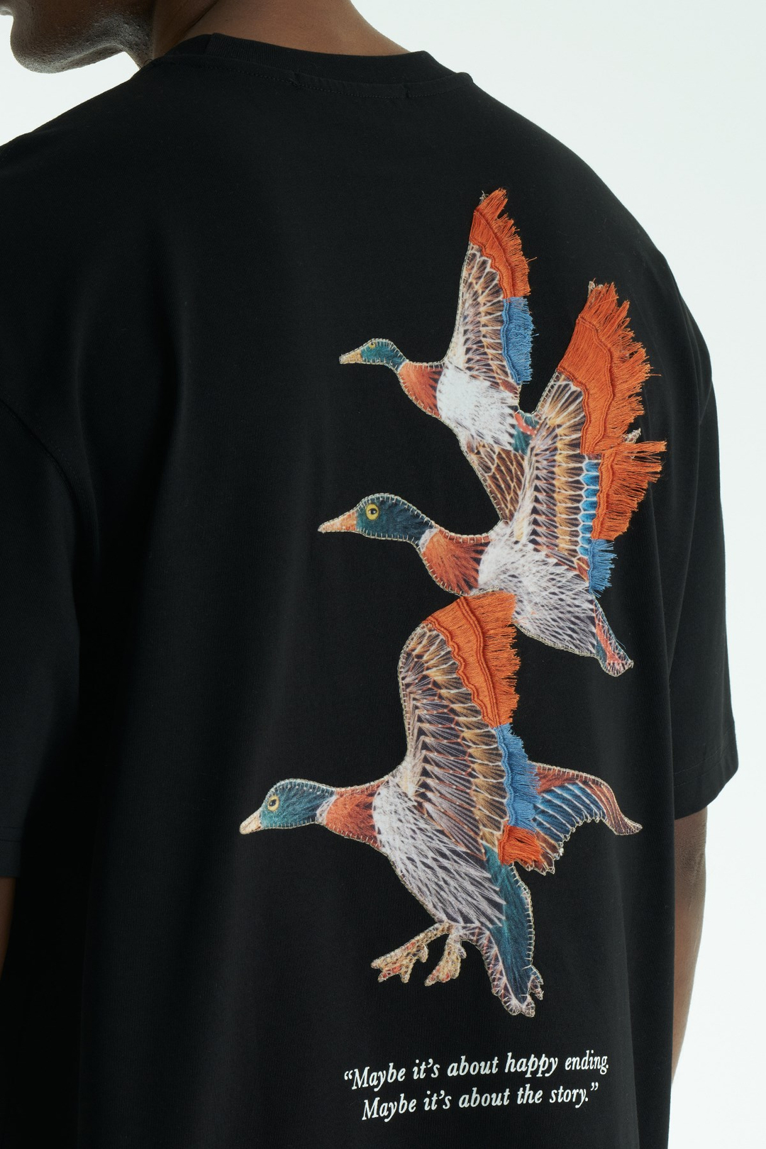 Wings Oversize Erkek Tişört Siyah