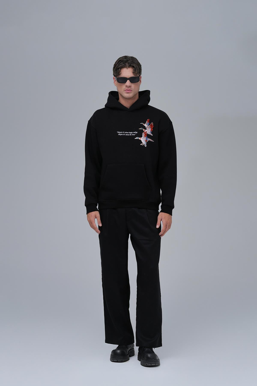 Wings Oversize Sweatshirt Erkek Siyah