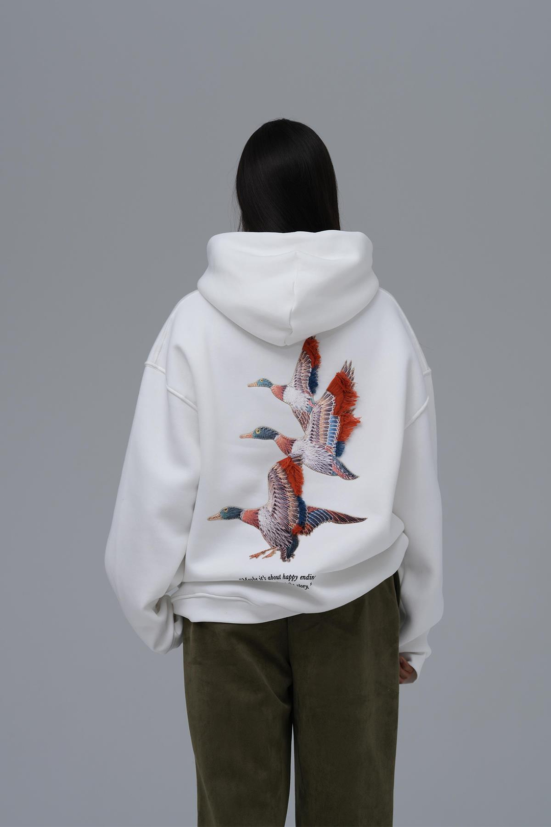 Wings Oversize Sweatshirt Kadın Ekru