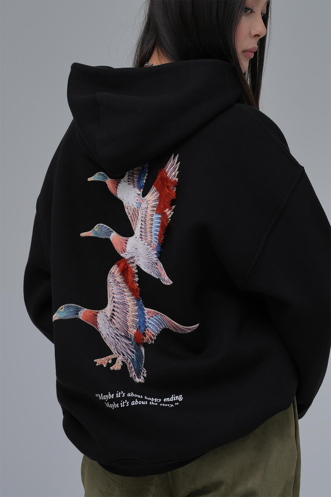Wings Oversize Sweatshirt Kadın Siyah