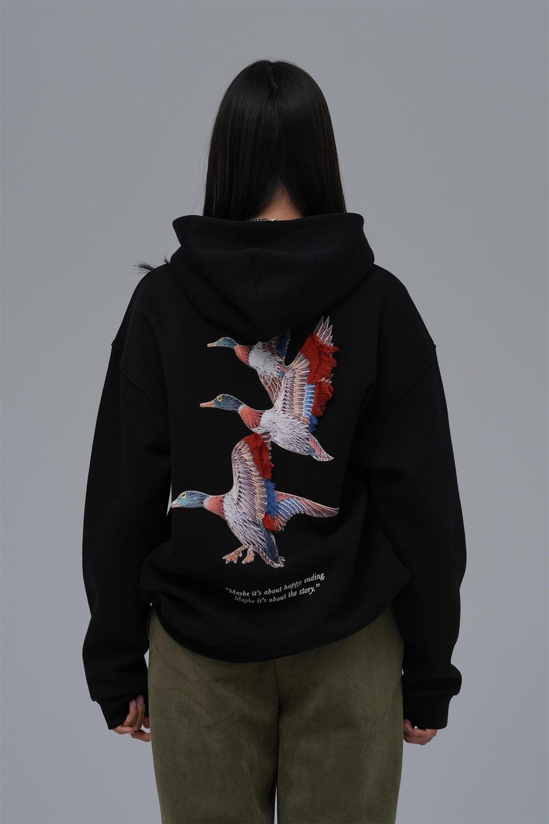Wings Oversize Sweatshirt Kadın Siyah