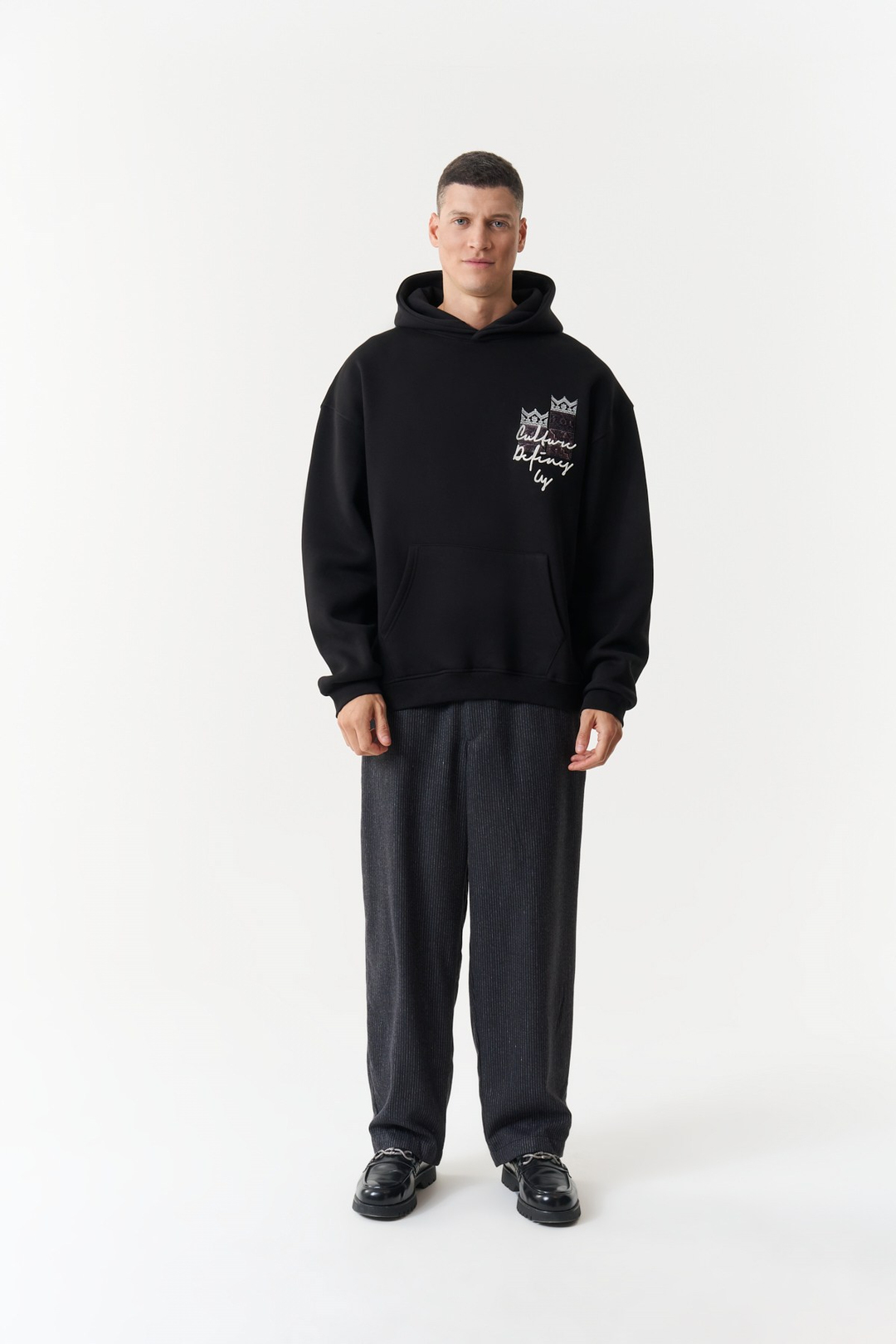 Woven Identity Oversize Erkek Sweatshirt Siyah