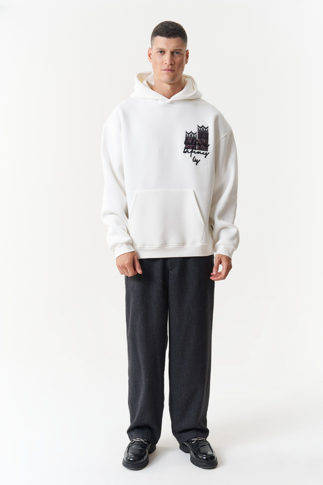 Woven Identity Oversize Erkek Sweatshirt Ekru