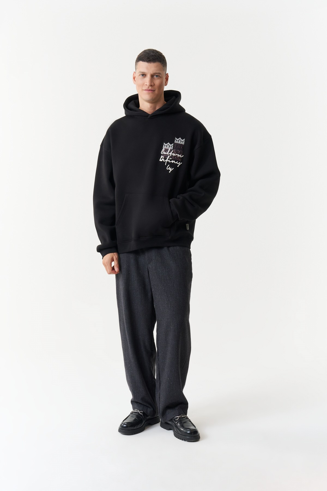 Woven Identity Oversize Erkek Sweatshirt Siyah