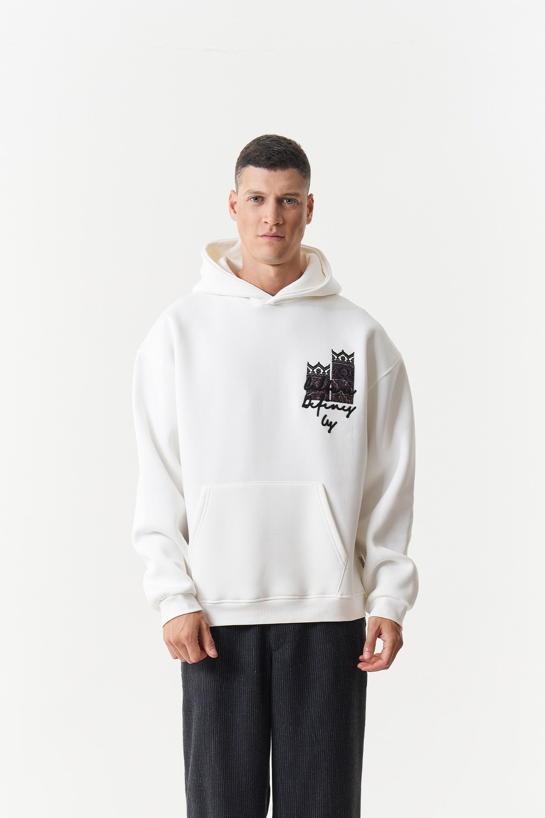 Woven Identity Oversize Erkek Sweatshirt Ekru