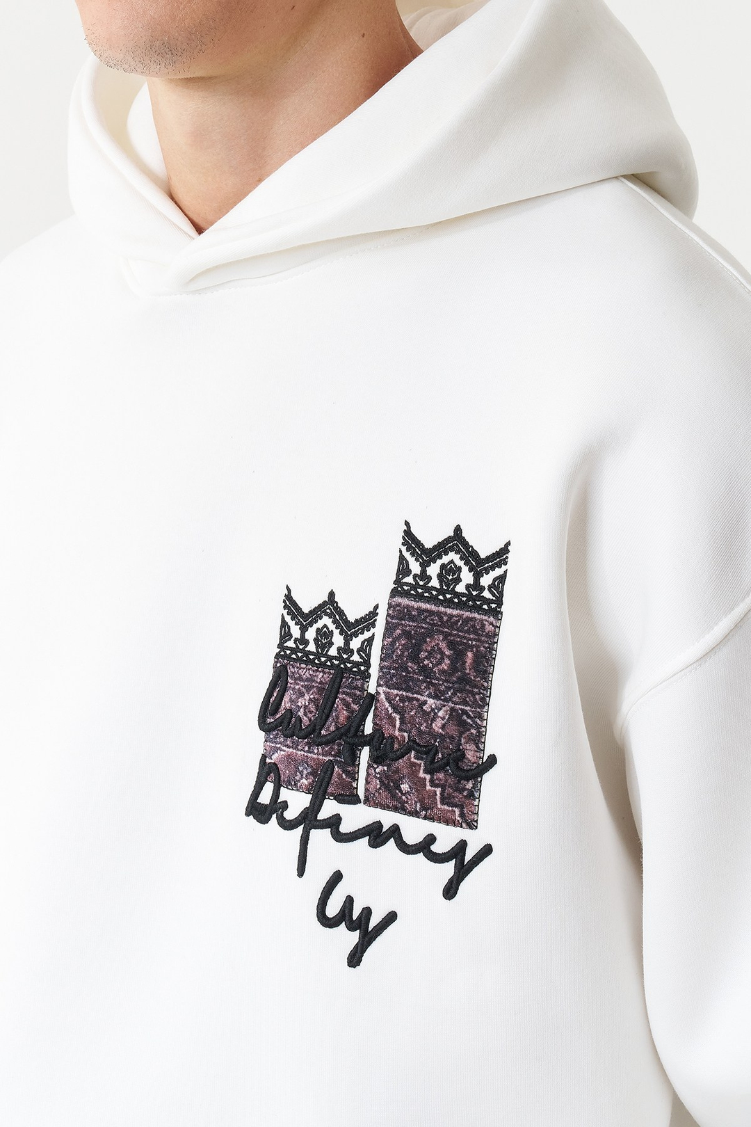Woven Identity Oversize Erkek Sweatshirt Ekru