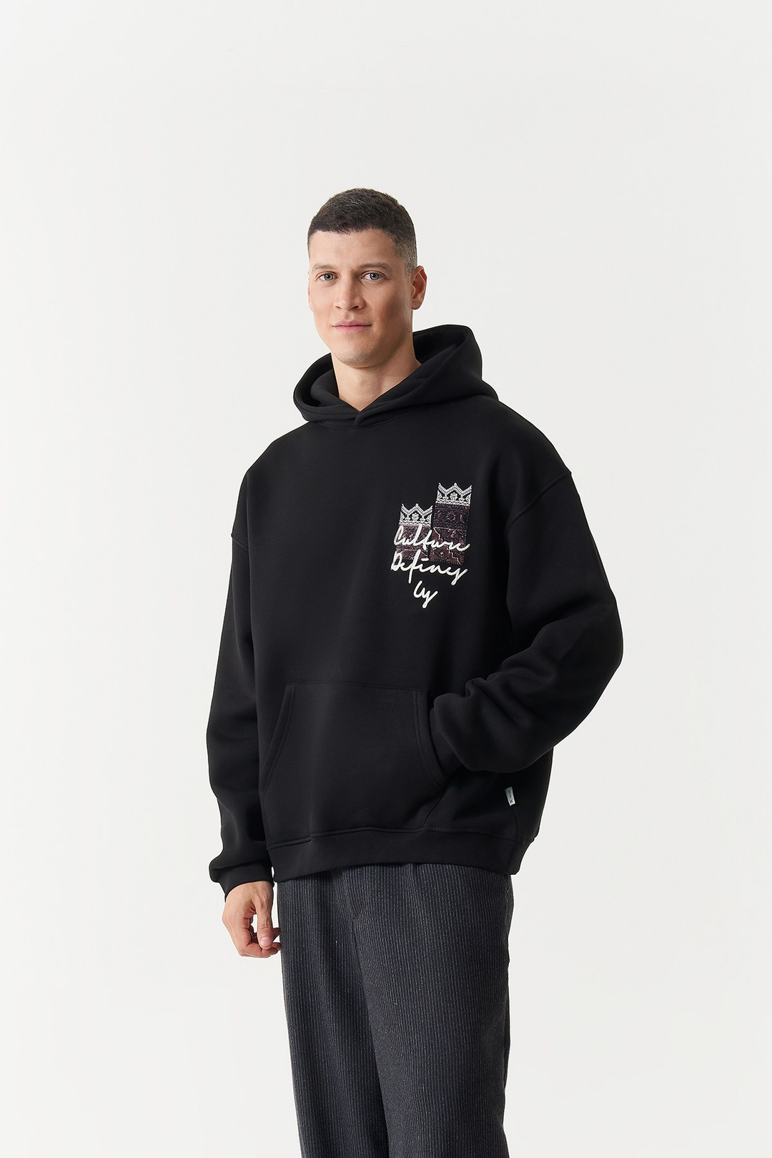 Woven Identity Oversize Erkek Sweatshirt Siyah