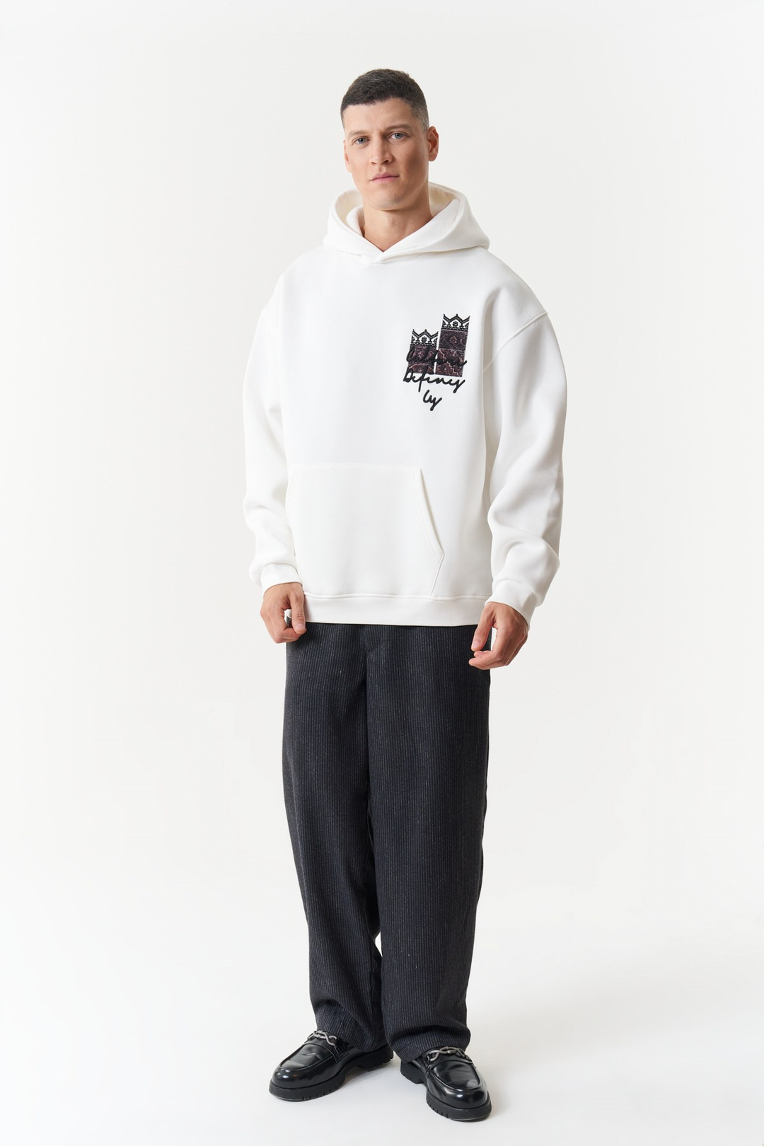 Woven Identity Oversize Erkek Sweatshirt Ekru