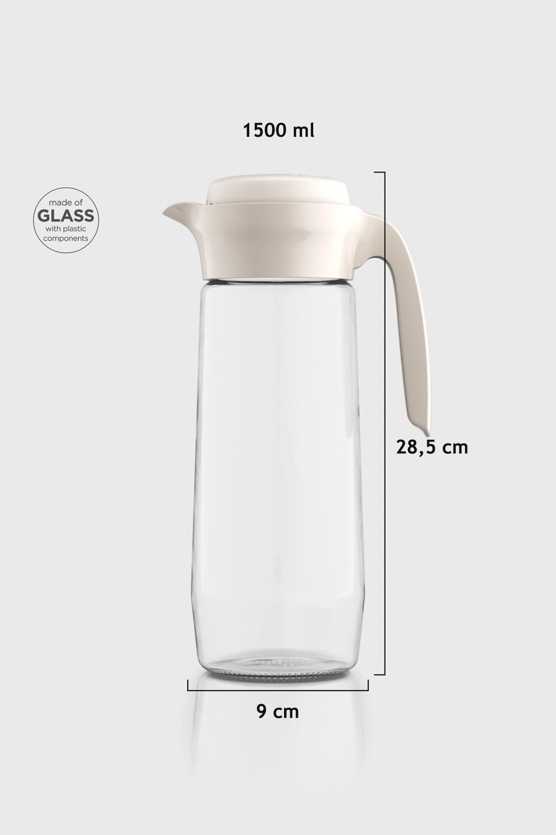Renga Daisy 1500 ml Bej Kapaklı Cam Sürahi 111023