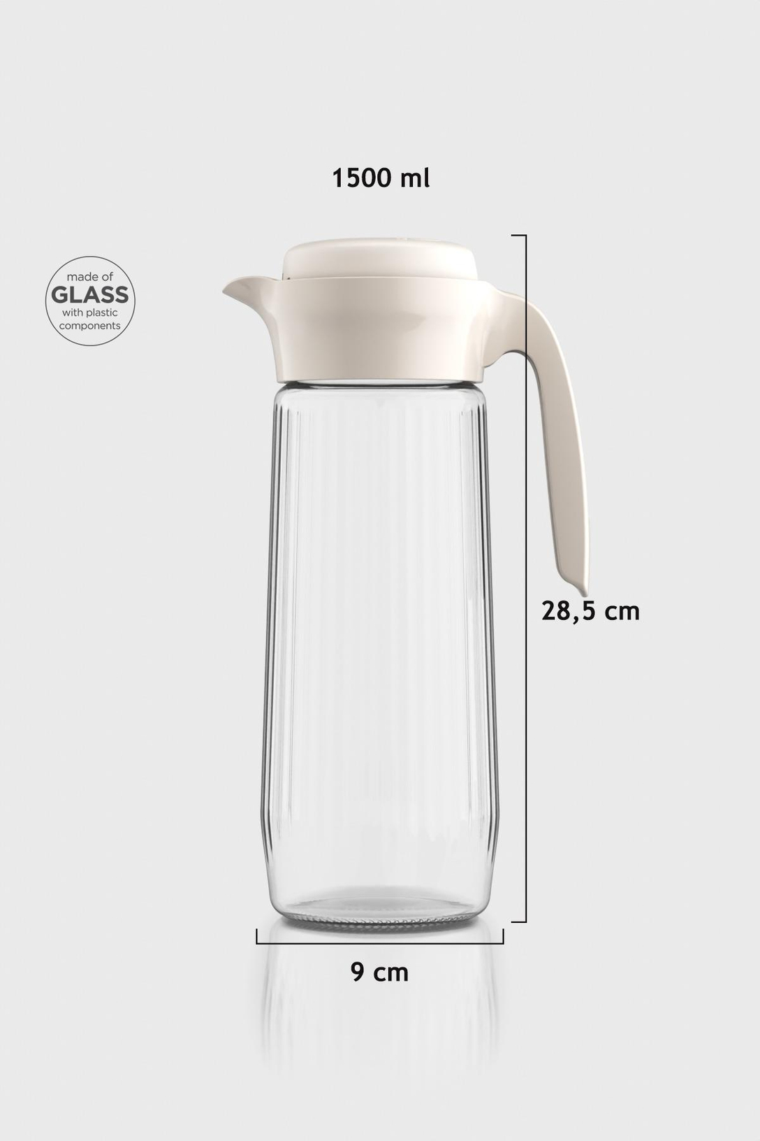 Renga Daisy 1500 ml Bej Kapaklı Gravürlü Cam Sürahi 111023