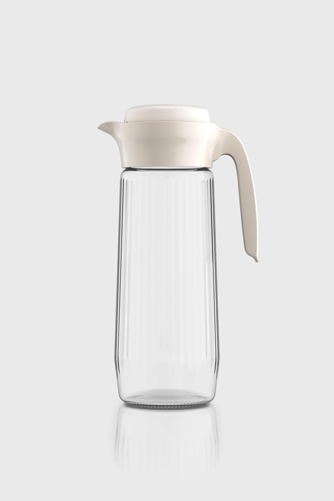 Renga Daisy 1500 ml Bej Kapaklı Gravürlü Cam Sürahi 111023